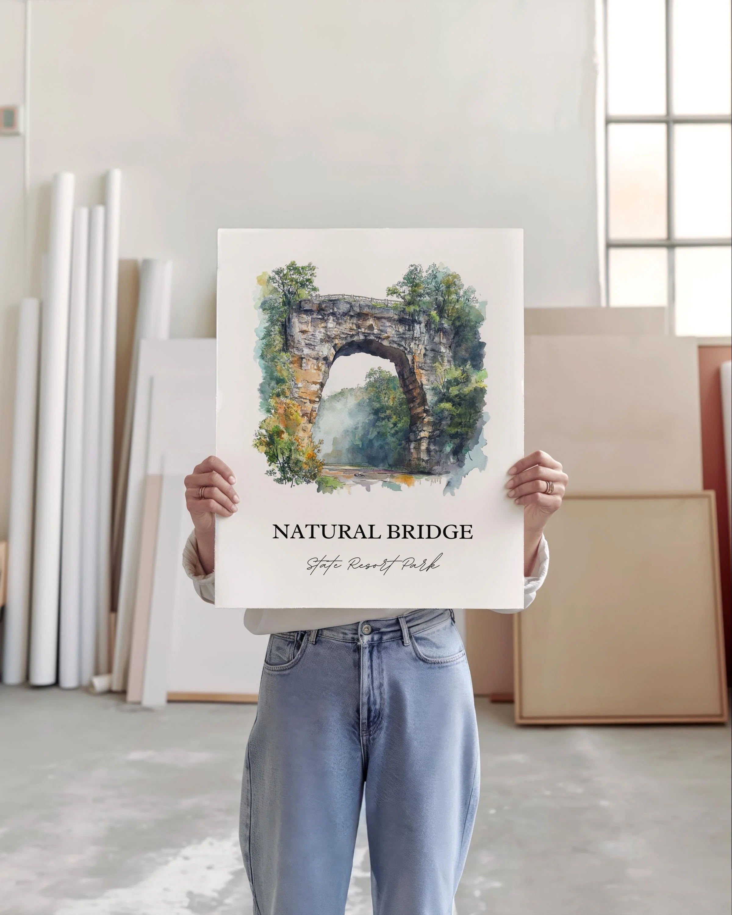 Natural Bridge State Resort Park, Kentucky – Watercolor Art Print - Image 4