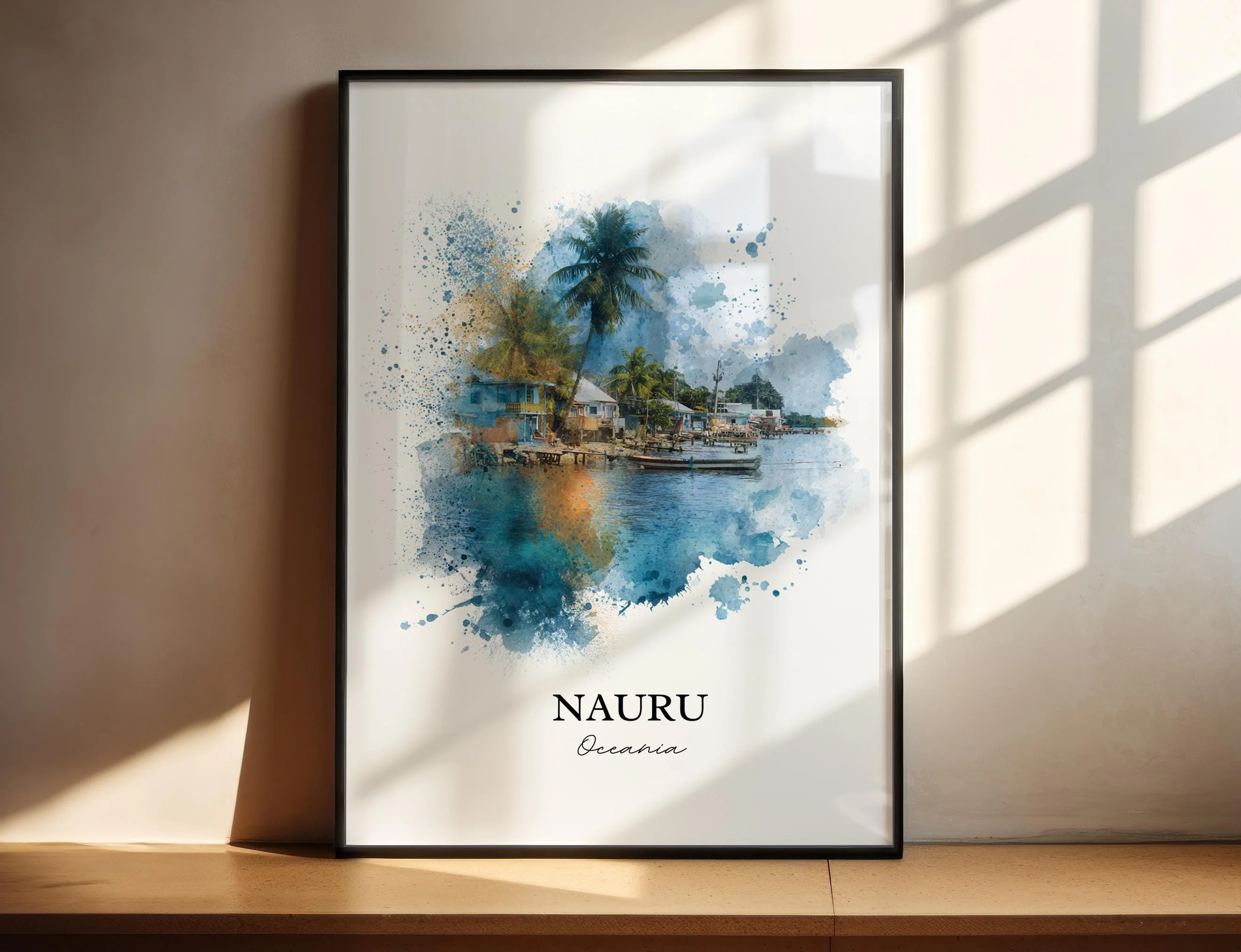 Nauru, Micronesia – Watercolor Art Print