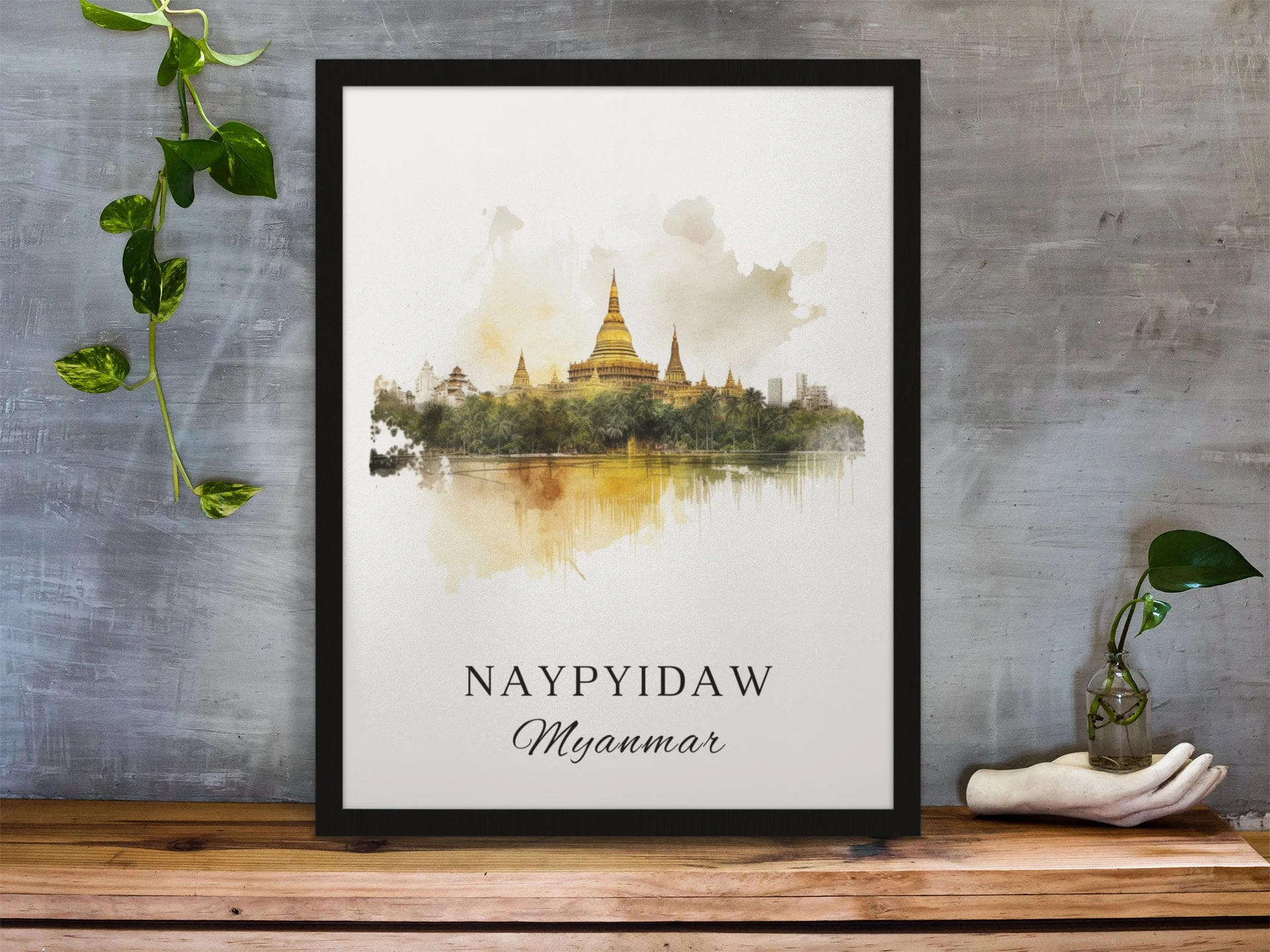 Naypyidaw, Myanmar – Watercolor Art Print - Image 5