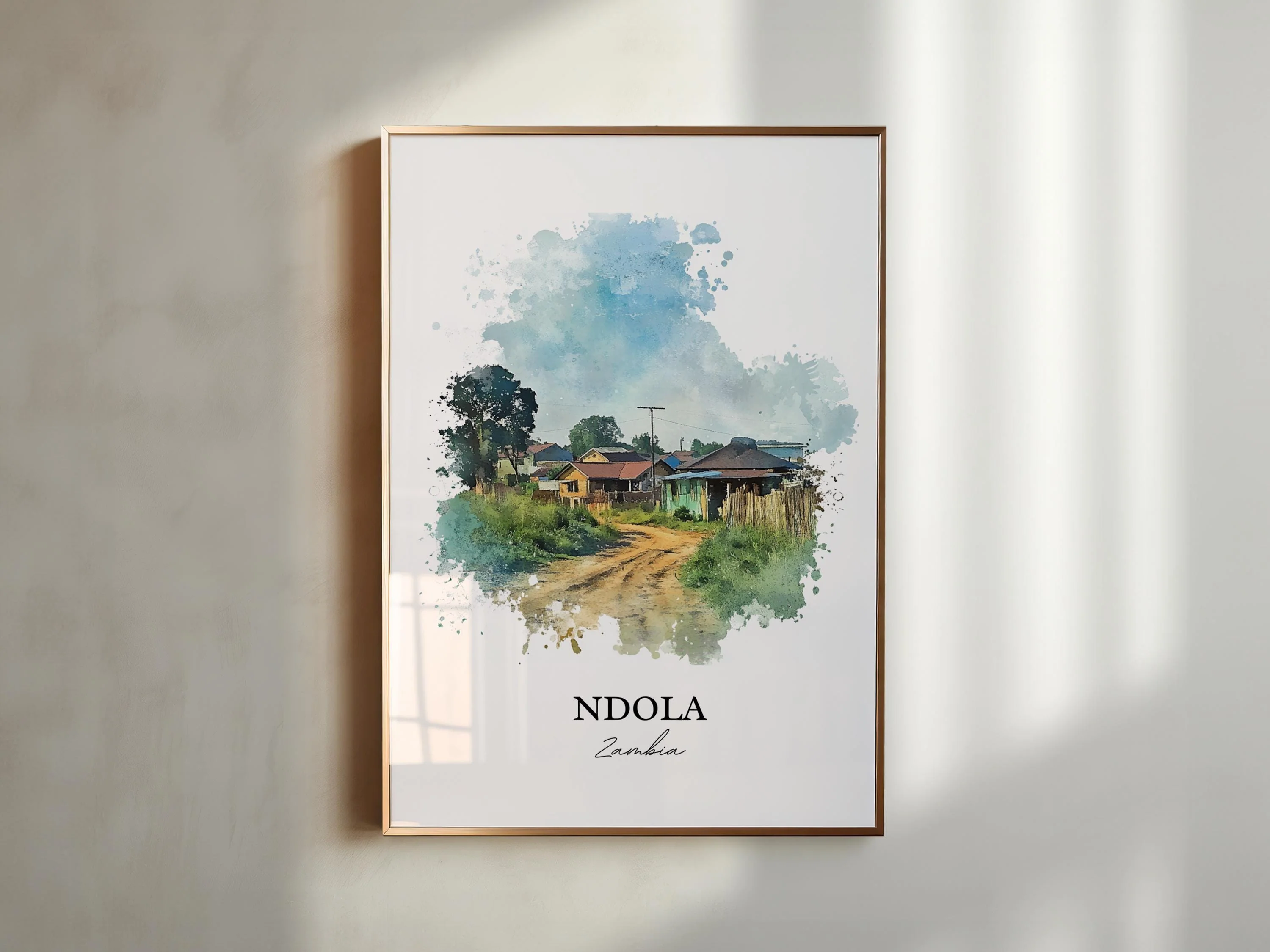 Ndola, Zambia – Watercolor Art Print - Image 3