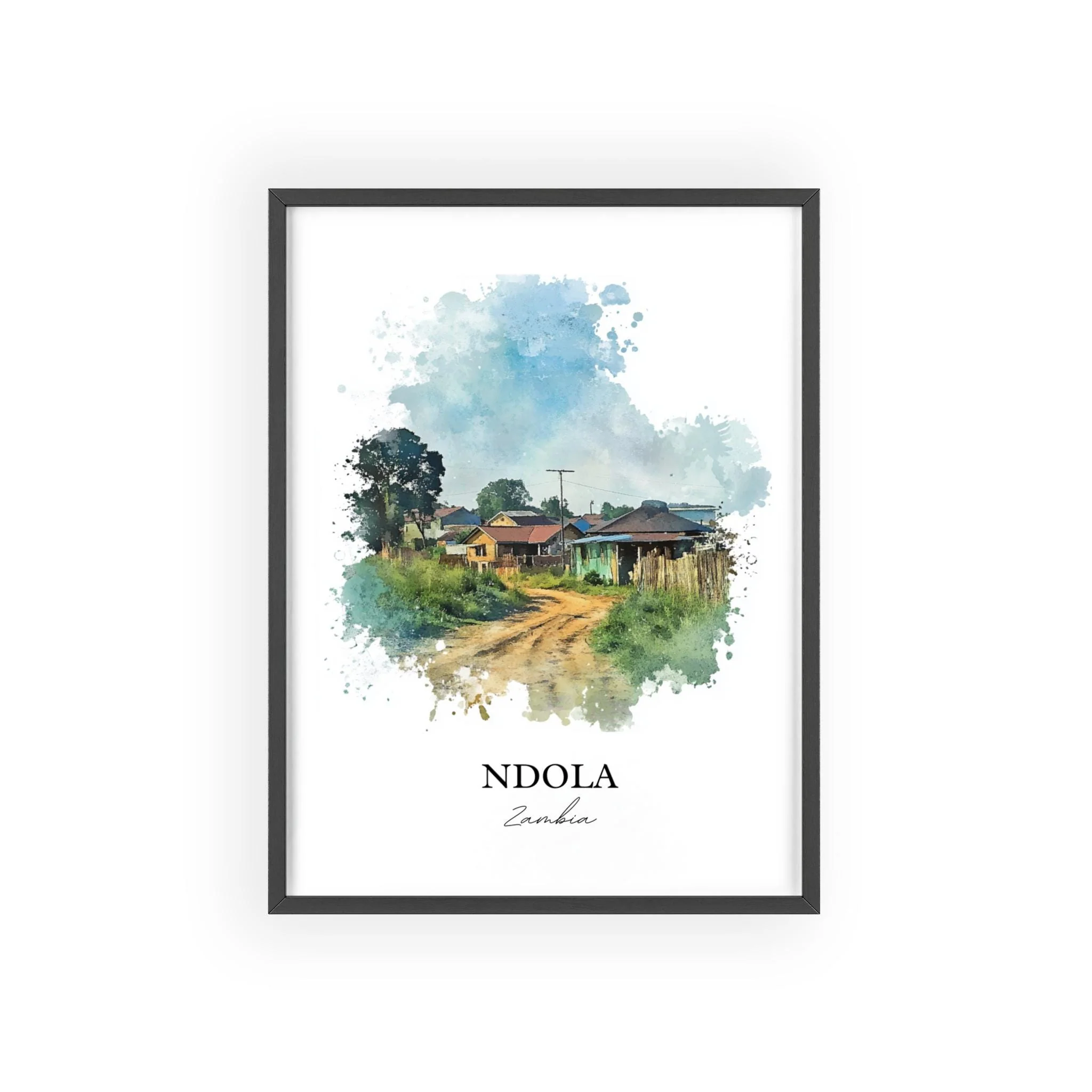 Ndola, Zambia – Watercolor Art Print - Image 7