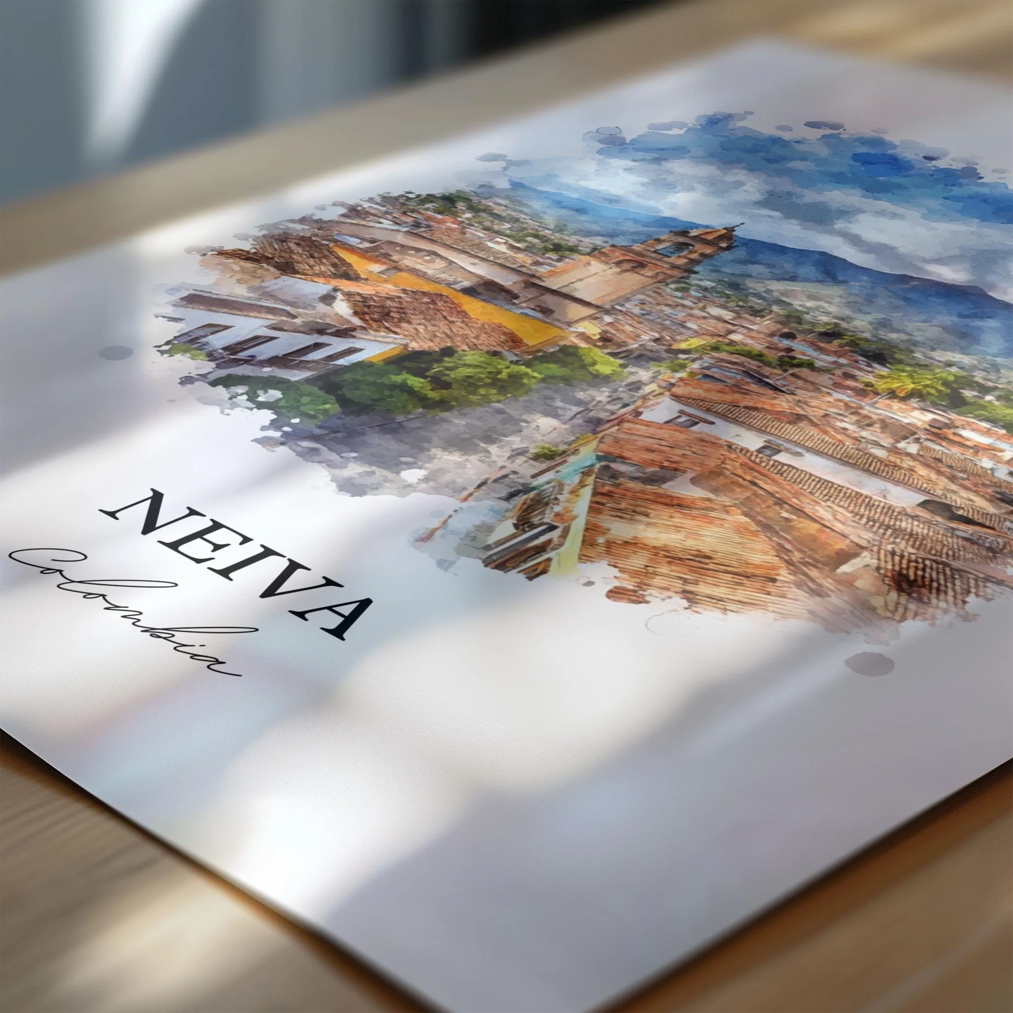 Neiva, Colombia – Watercolor Art Print - Image 2