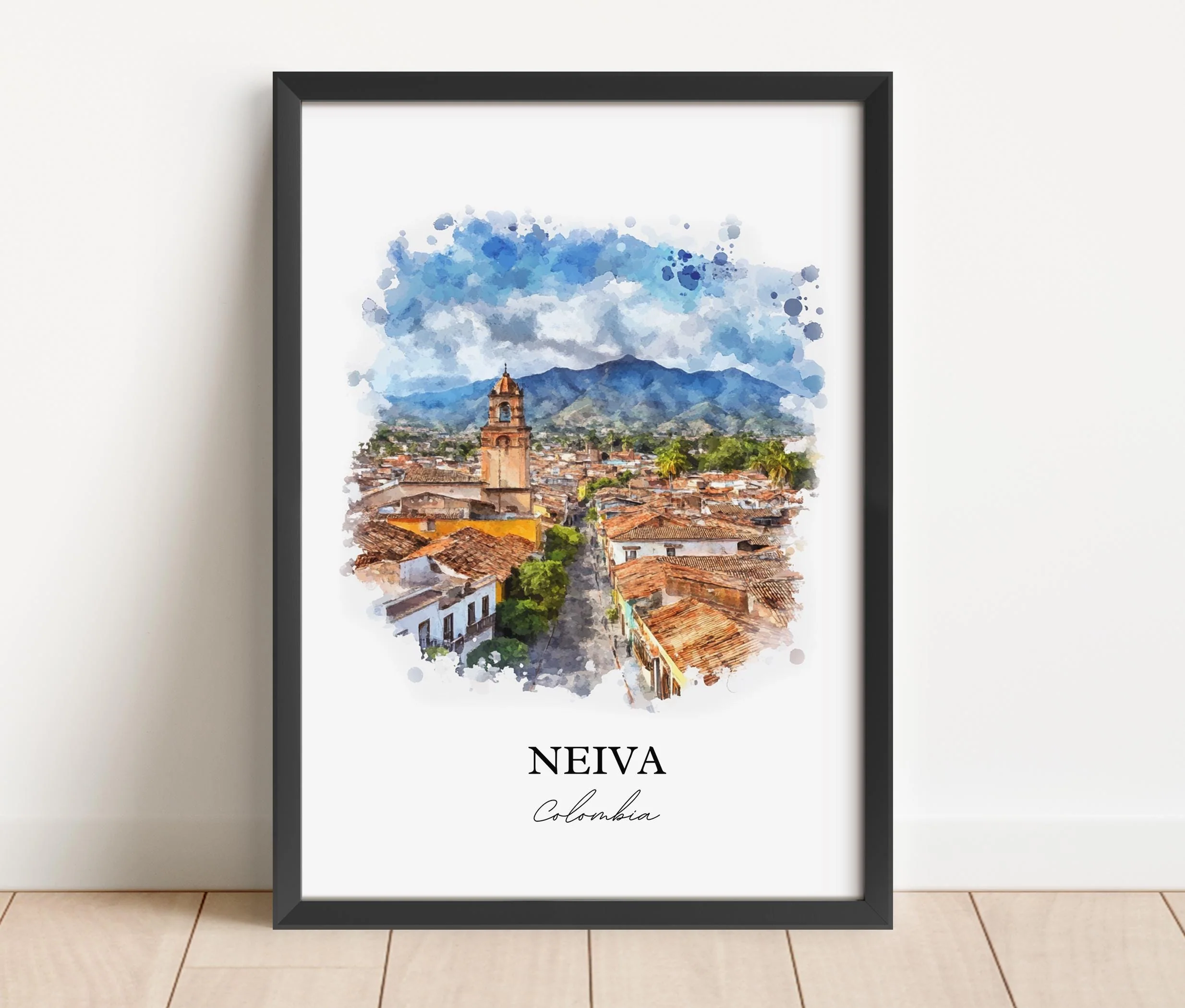 Neiva, Colombia – Watercolor Art Print - Image 4