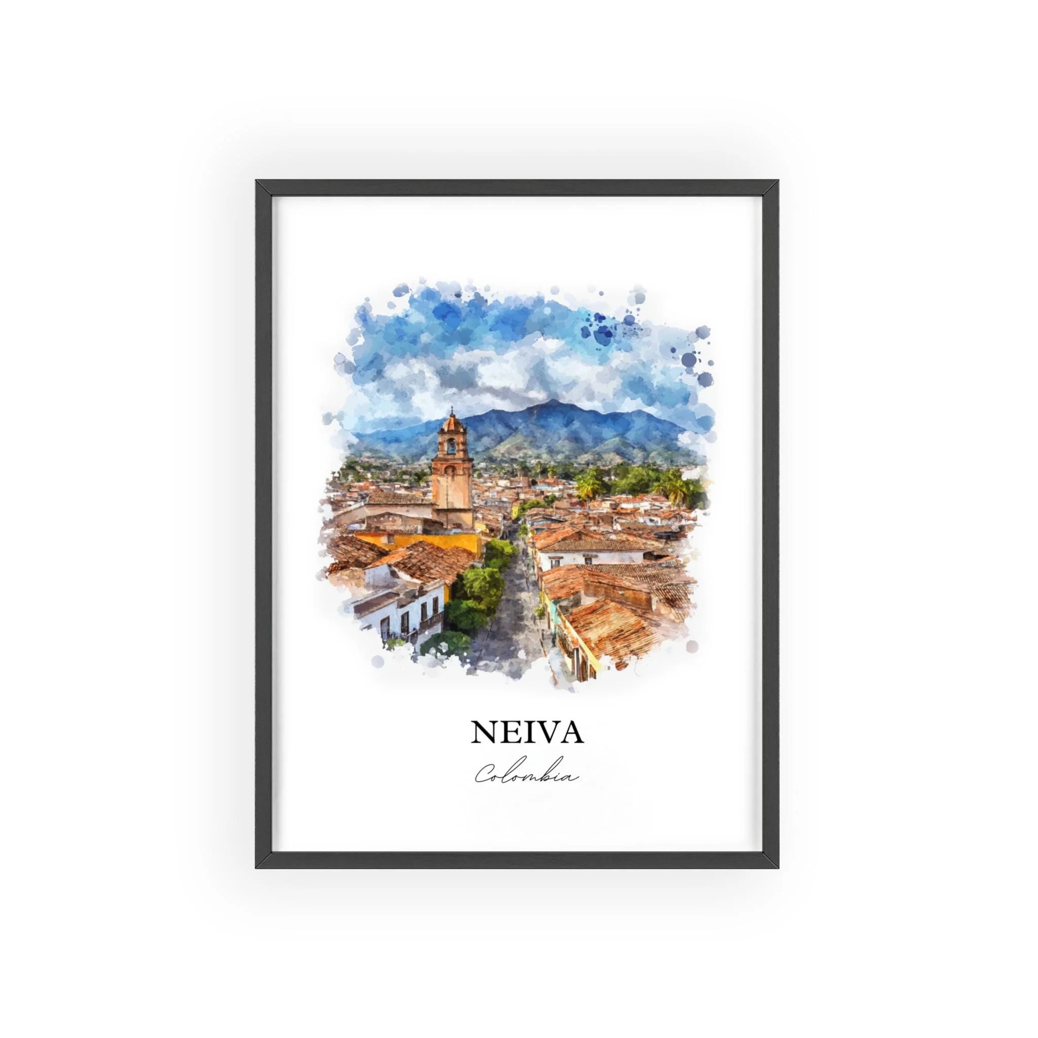 Neiva, Colombia – Watercolor Art Print - Image 7