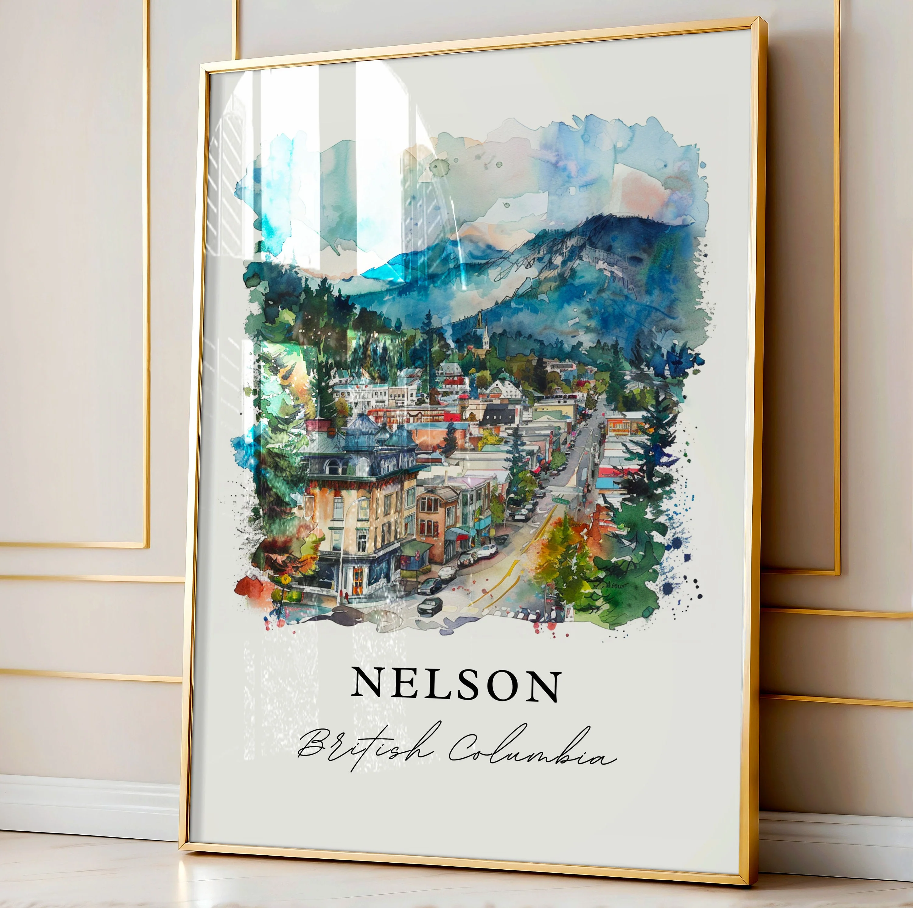 Nelson, Canada – Watercolor Art Print - Image 4