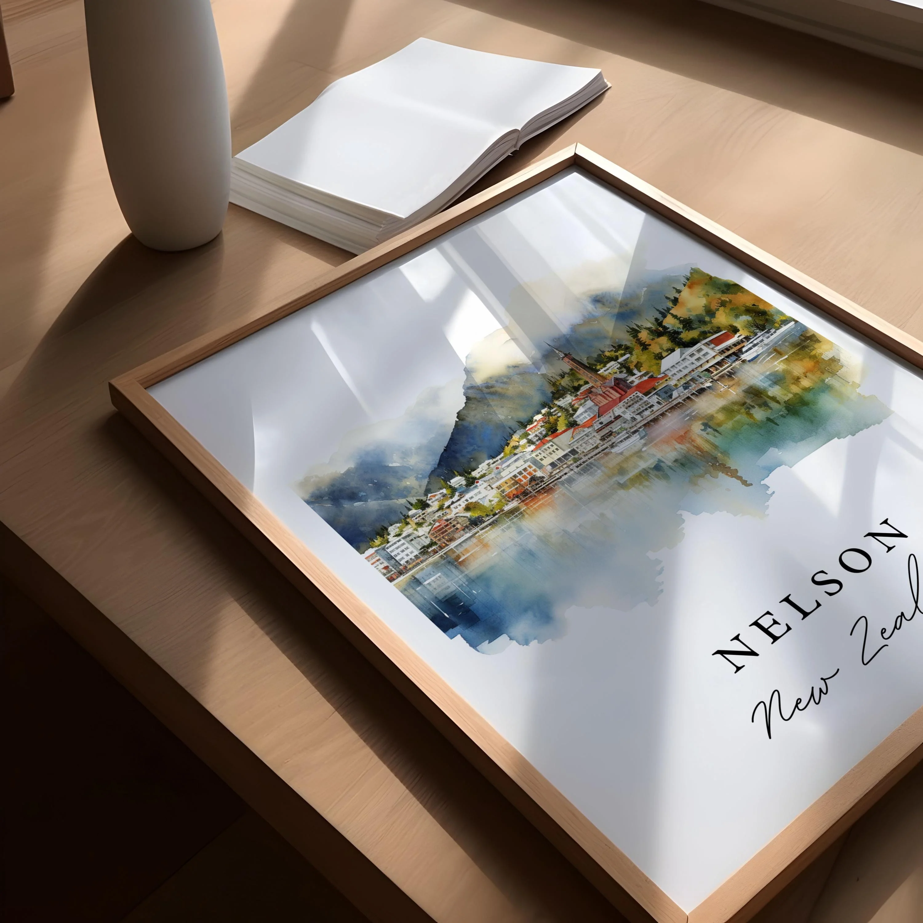 Nelson, New Zealand – Watercolor Art Print - Image 3