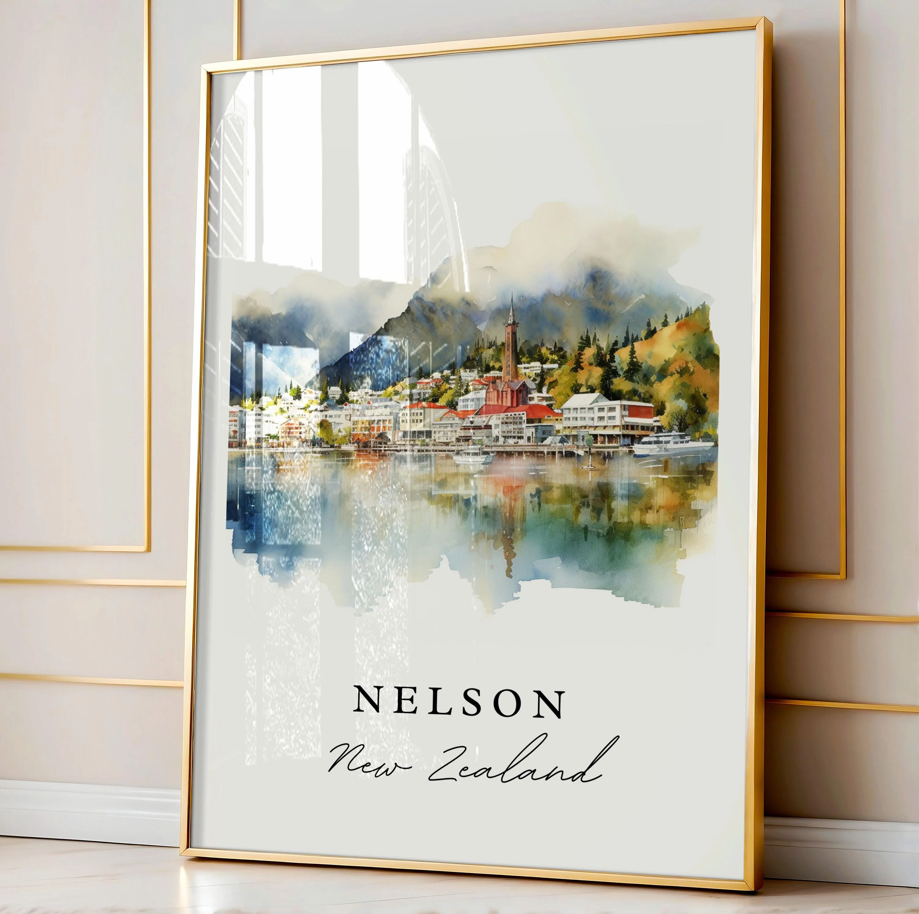 Nelson, New Zealand – Watercolor Art Print - Image 4