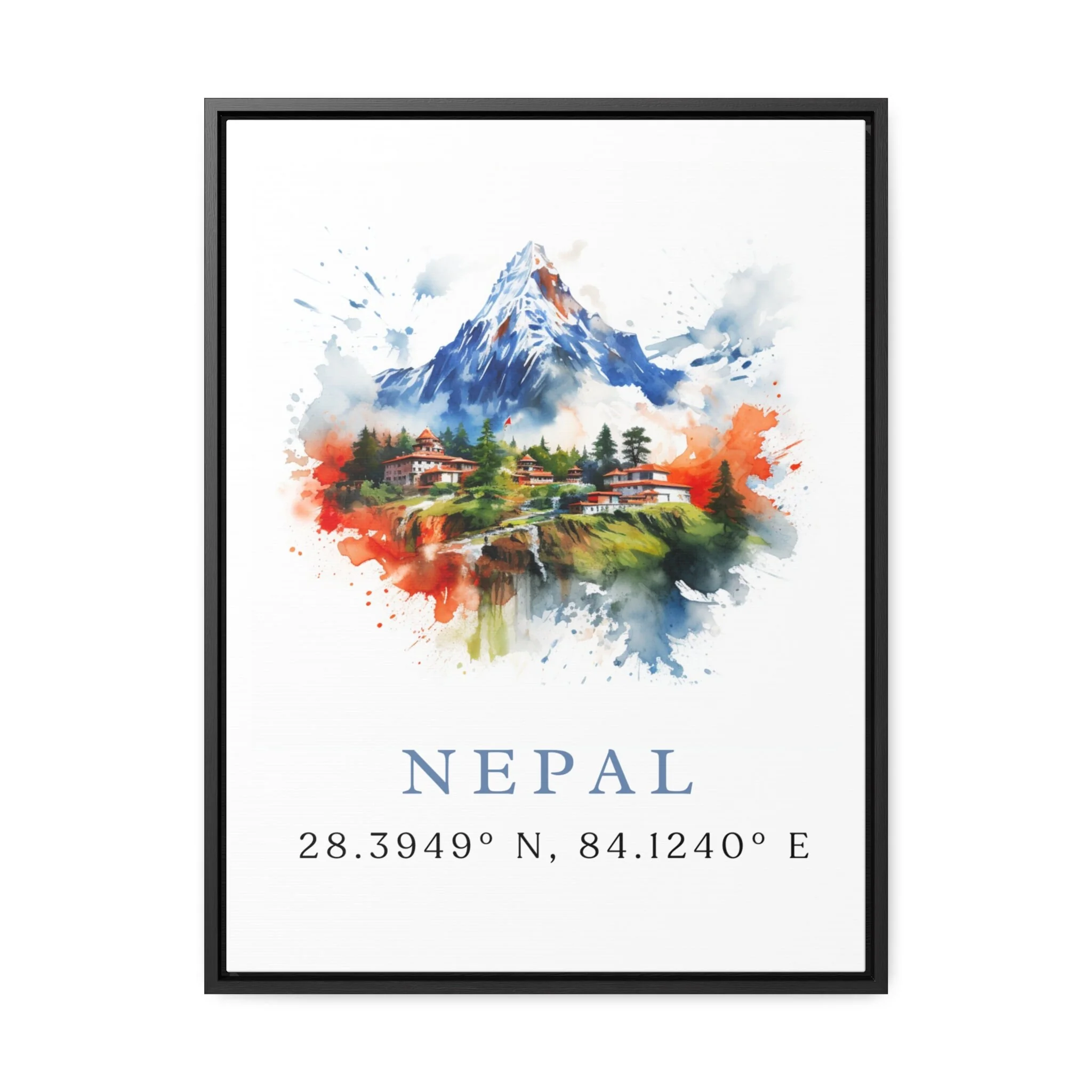 Nepal, Nepal – Watercolor Art Print with Coordinates and Custom Text - Image 7