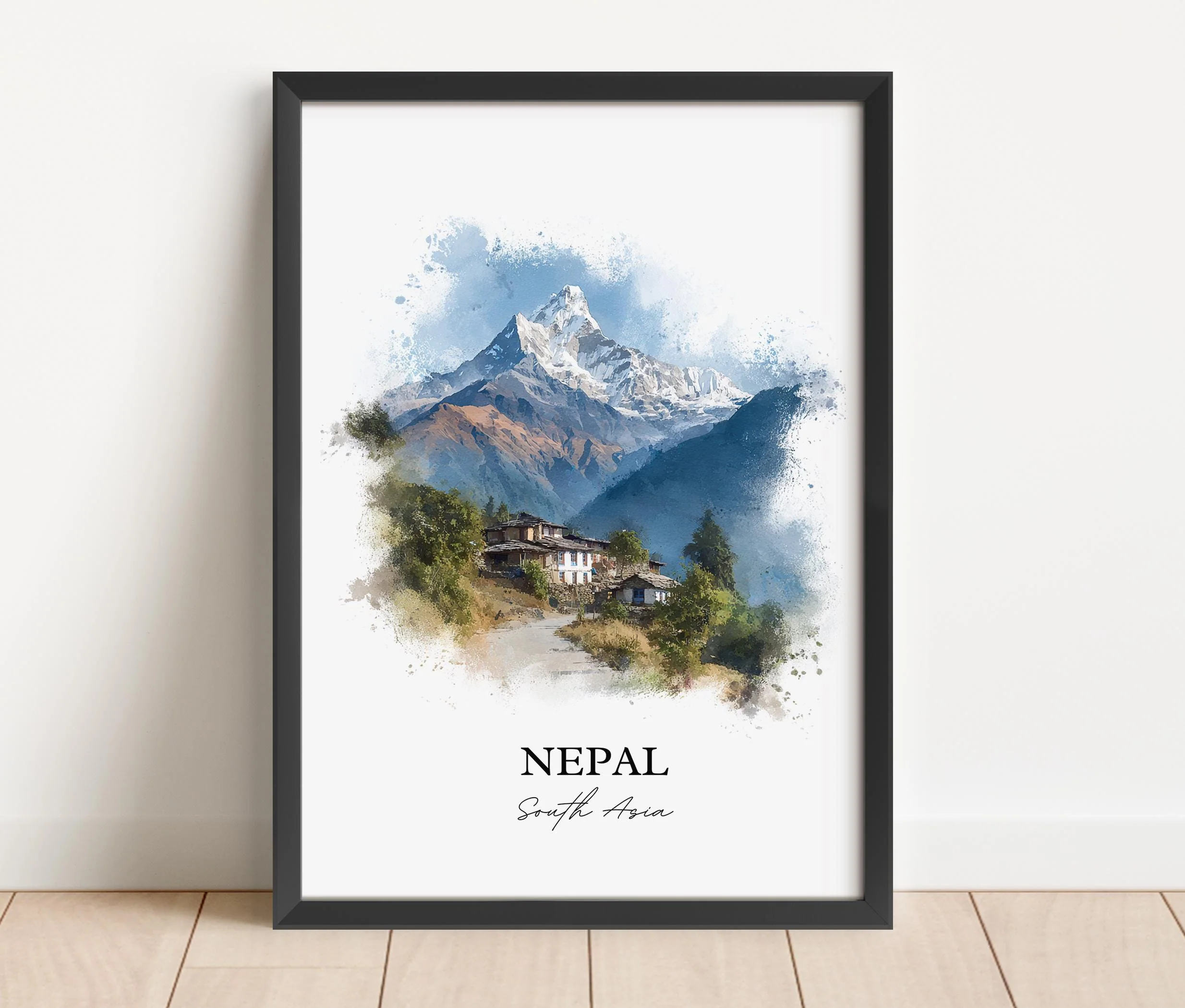 Nepal, Nepal – Watercolor Art Print - Image 6