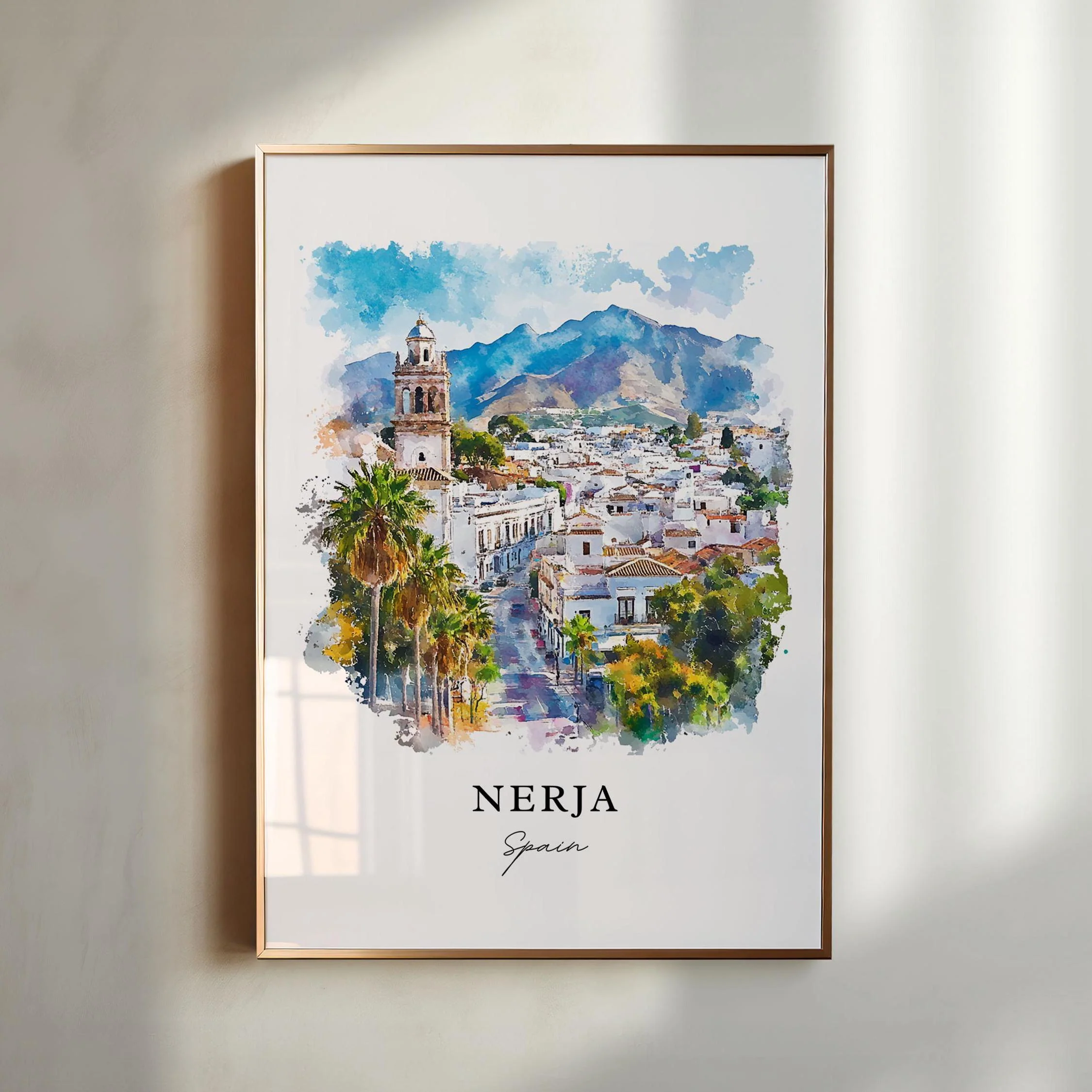 Nerja, Spain – Watercolor Art Print