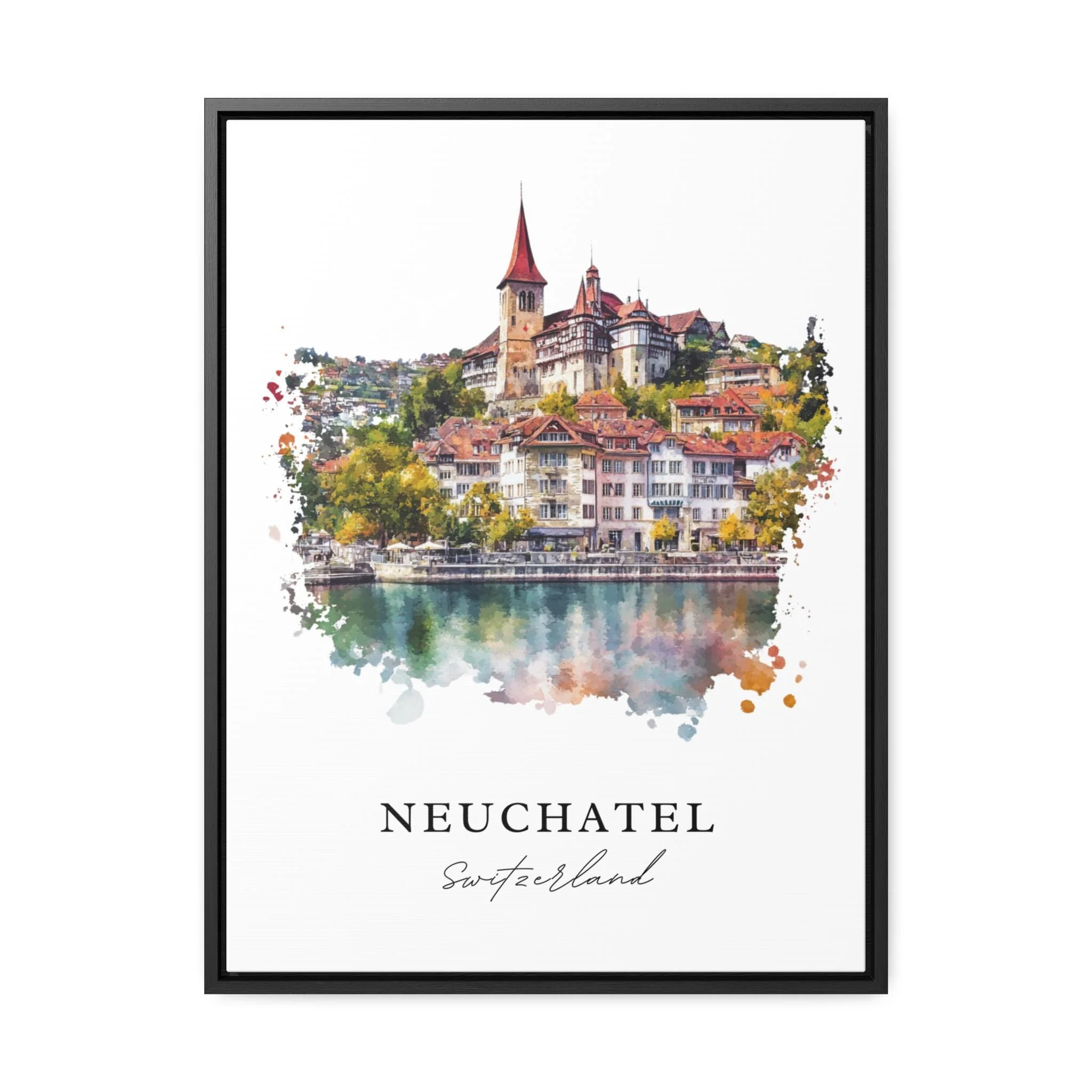 Neuchatel, Switzerland – Watercolor Art Print - Image 5