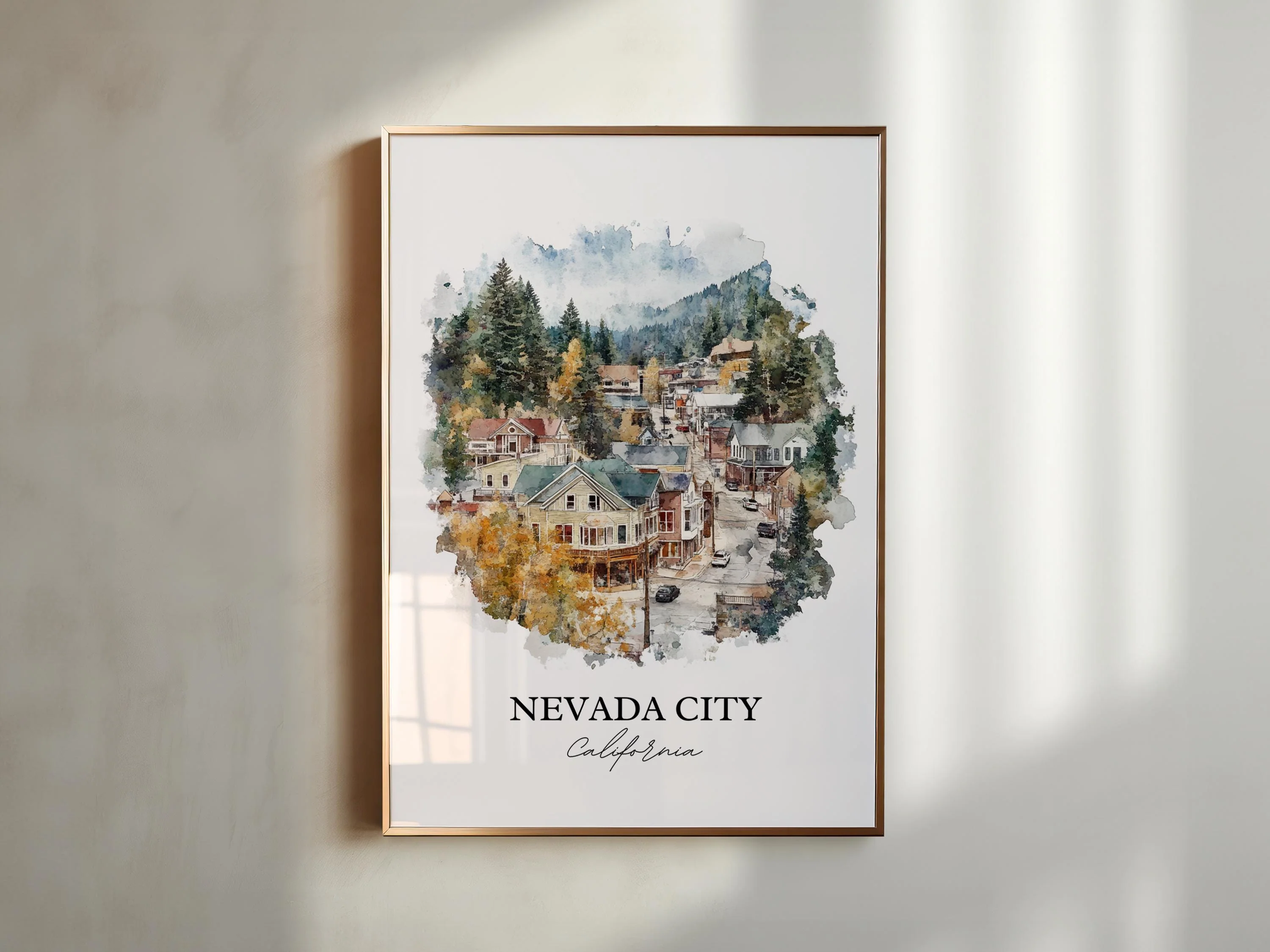 Nevada City, USA – Watercolor Art Print - Image 4