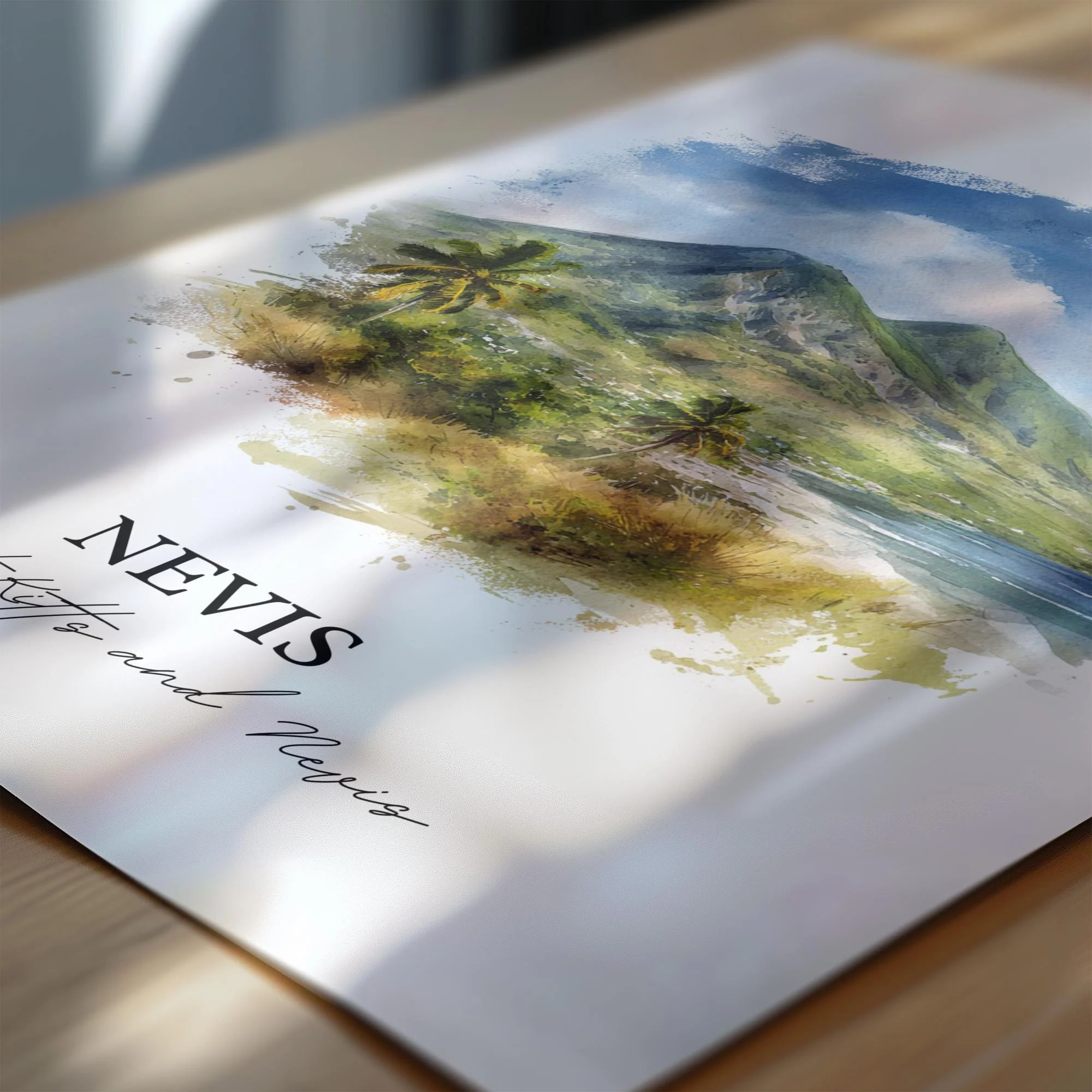 Nevis, St Kitts and Nevis – Watercolor Art Print - Image 2