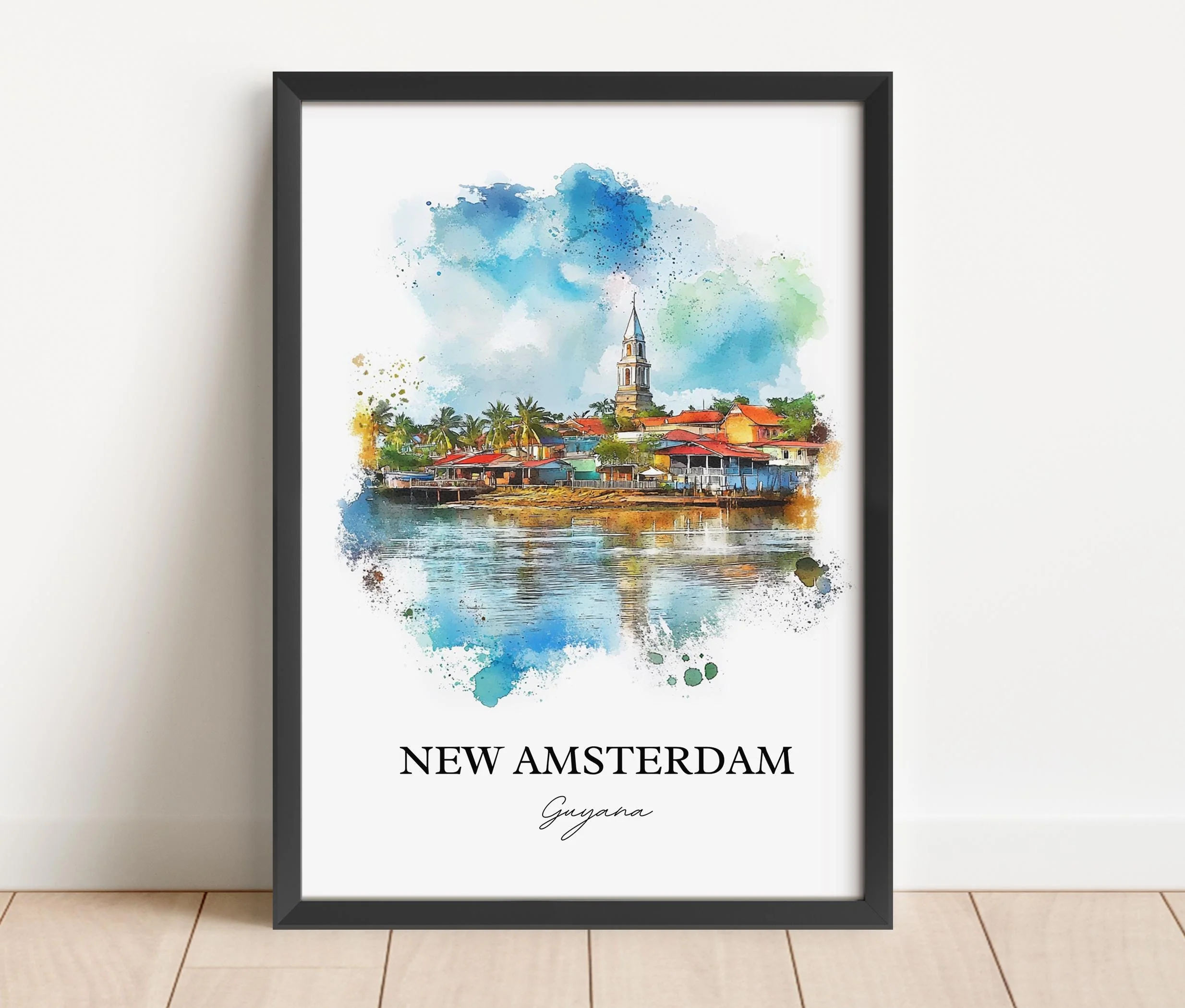 New Amsterdam, Guyana – Watercolor Art Print - Image 4