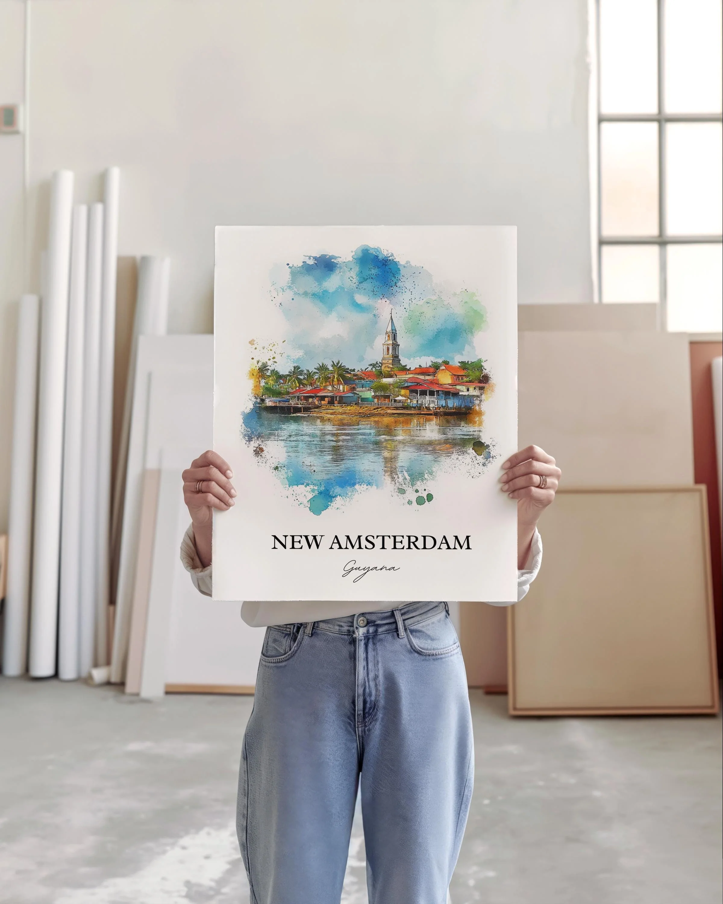 New Amsterdam, Guyana – Watercolor Art Print - Image 5