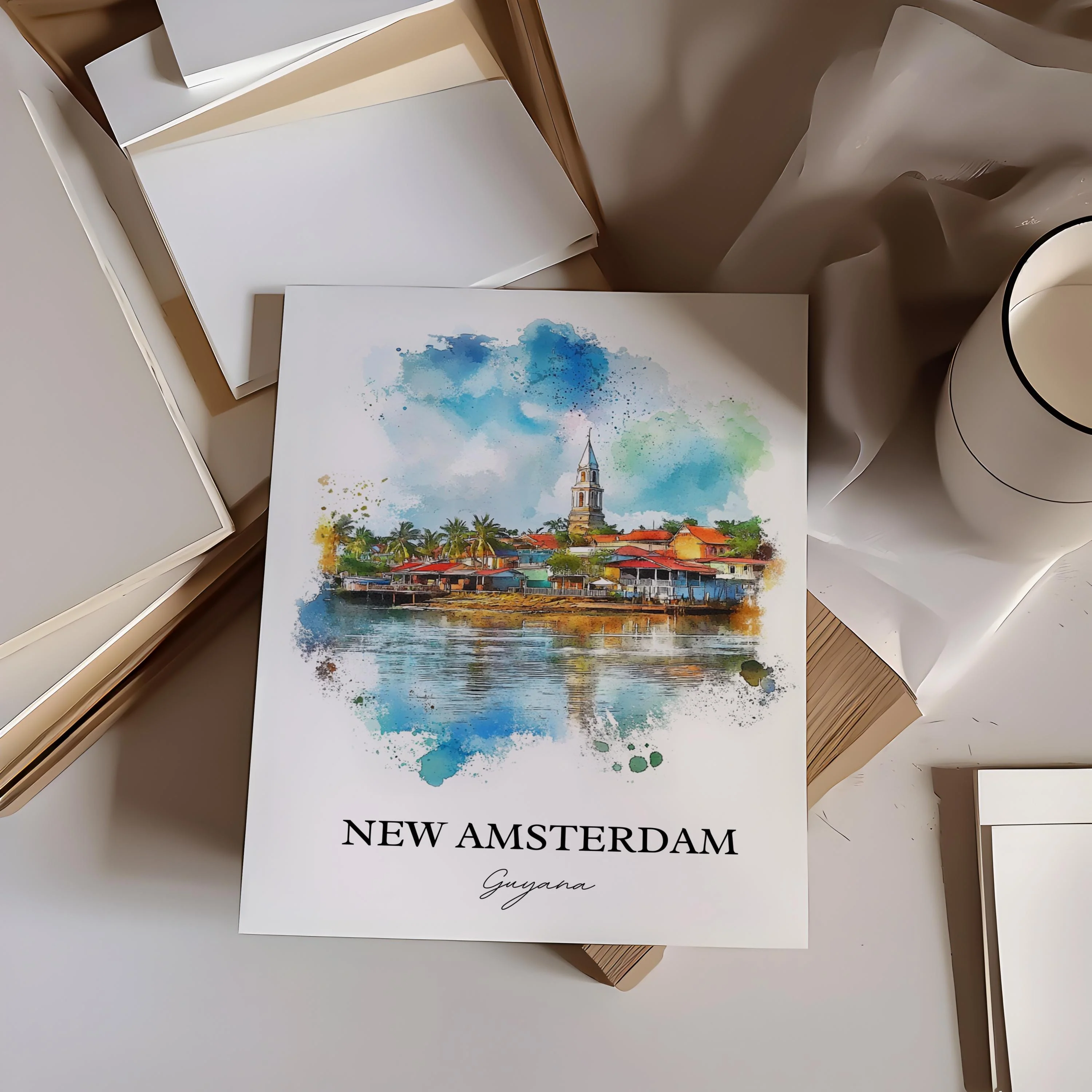 New Amsterdam, Guyana – Watercolor Art Print - Image 6