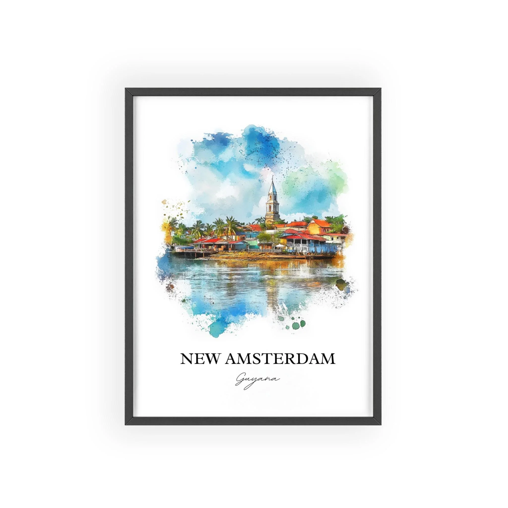New Amsterdam, Guyana – Watercolor Art Print - Image 7