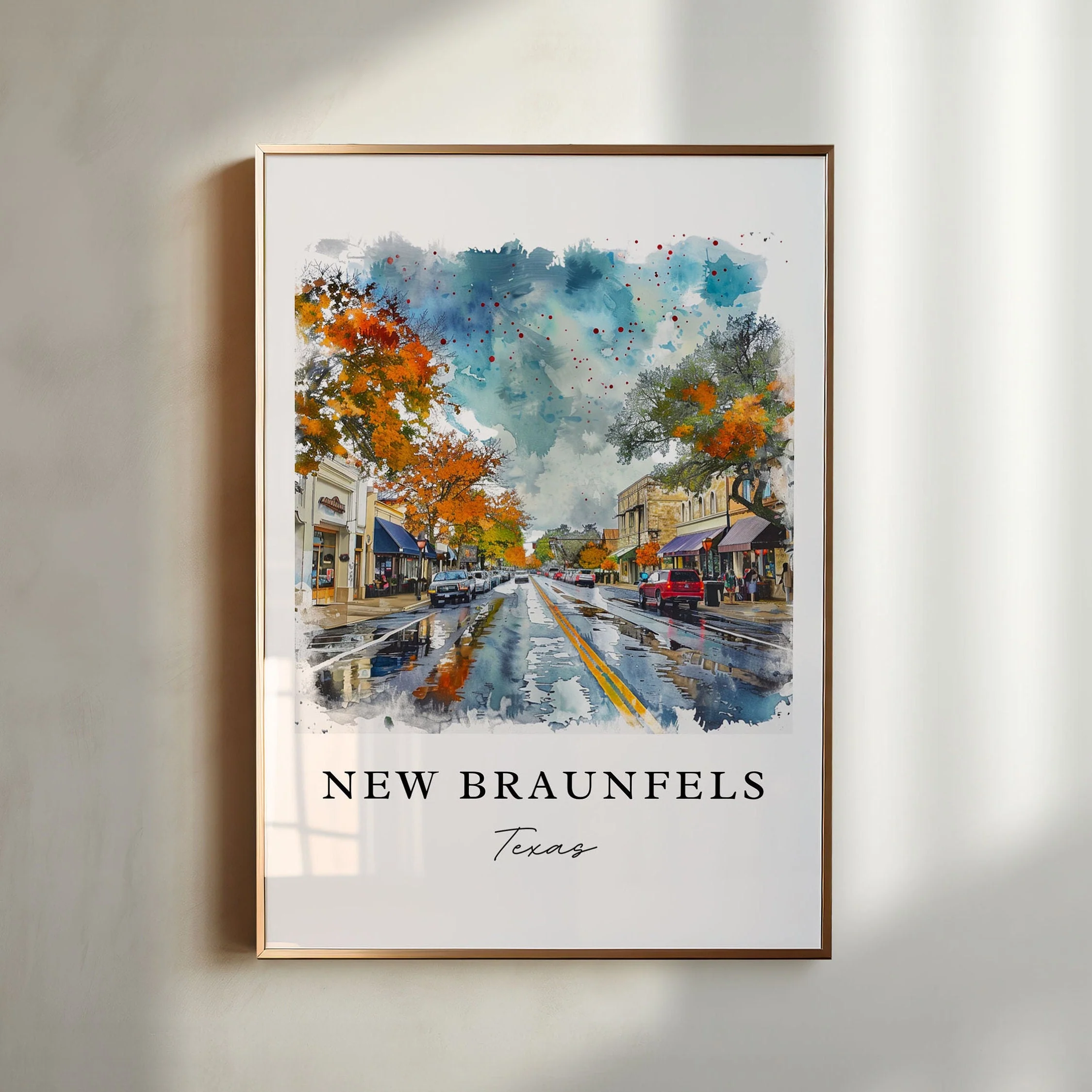 New Braunfels, Texas Watercolor Art Print
