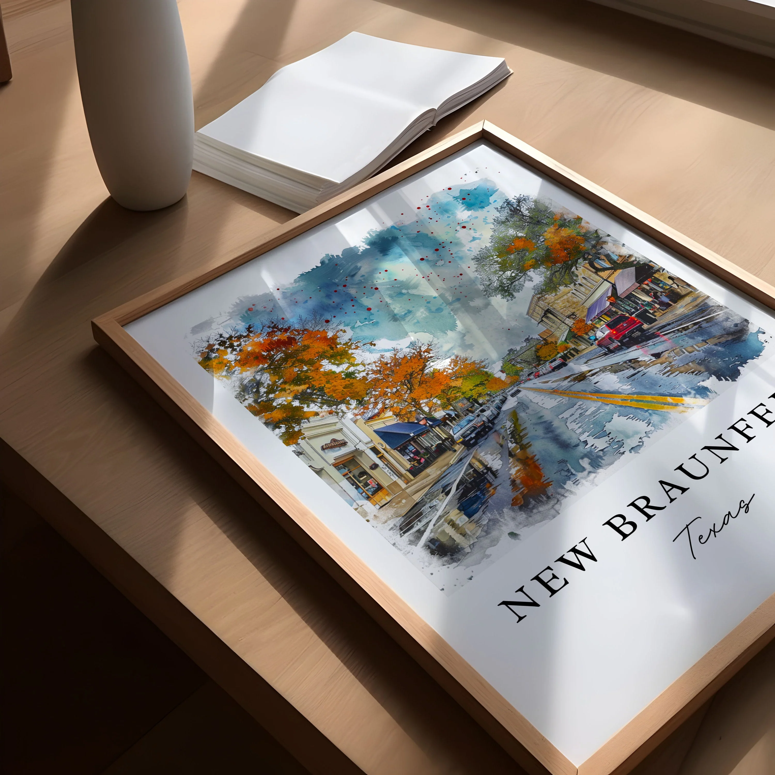 New Braunfels, Texas Watercolor Art Print - Image 3