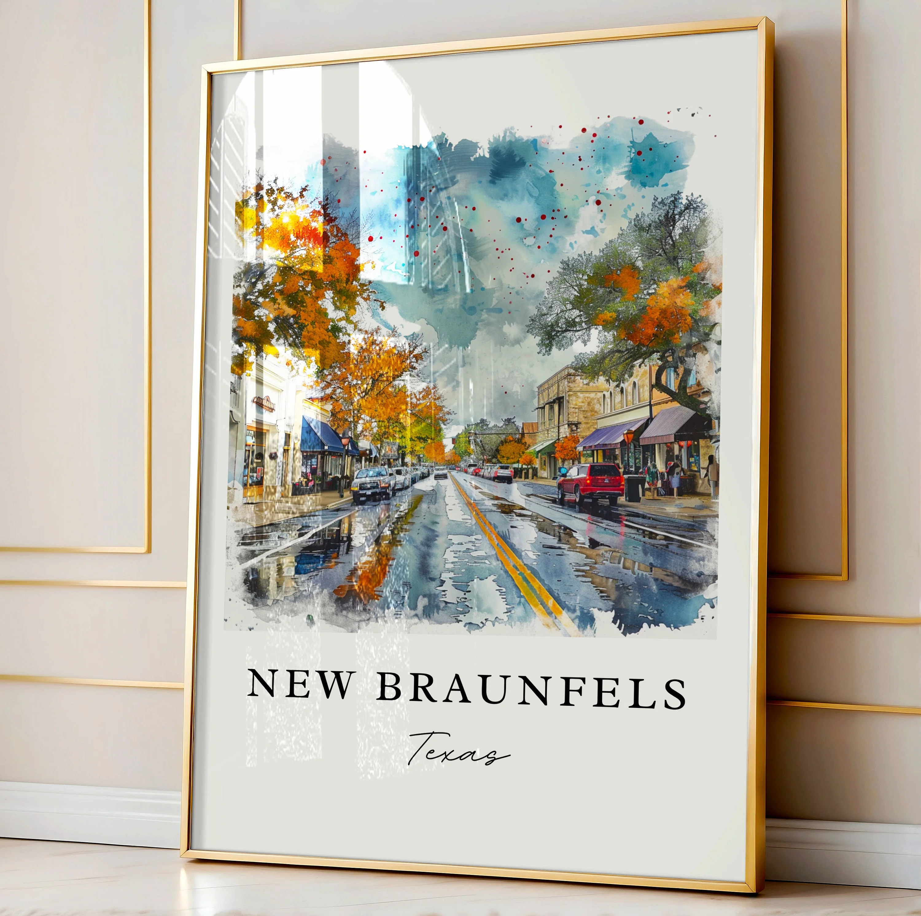 New Braunfels, Texas Watercolor Art Print - Image 4