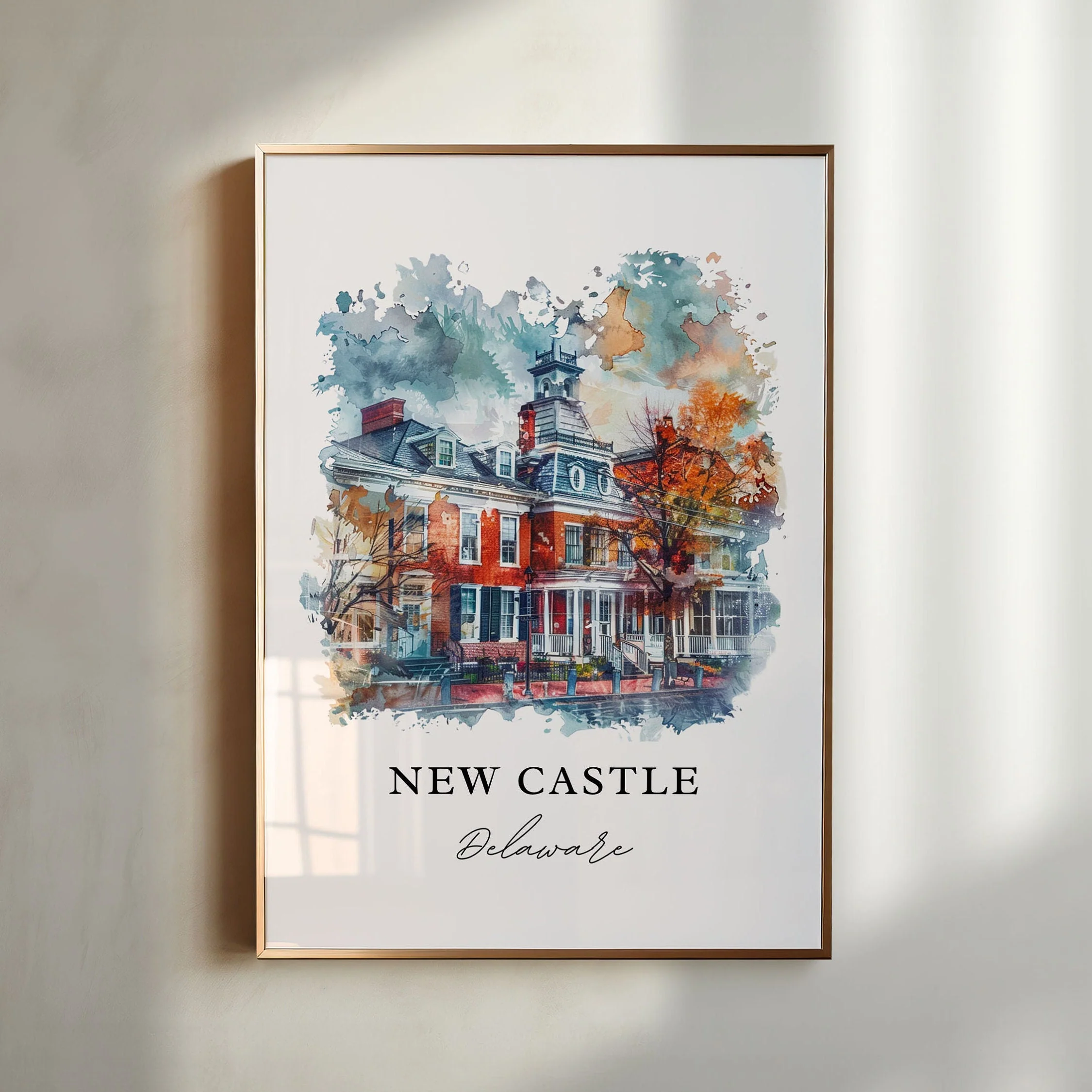 New Castle, Delaware, Delaware – Watercolor Art Print