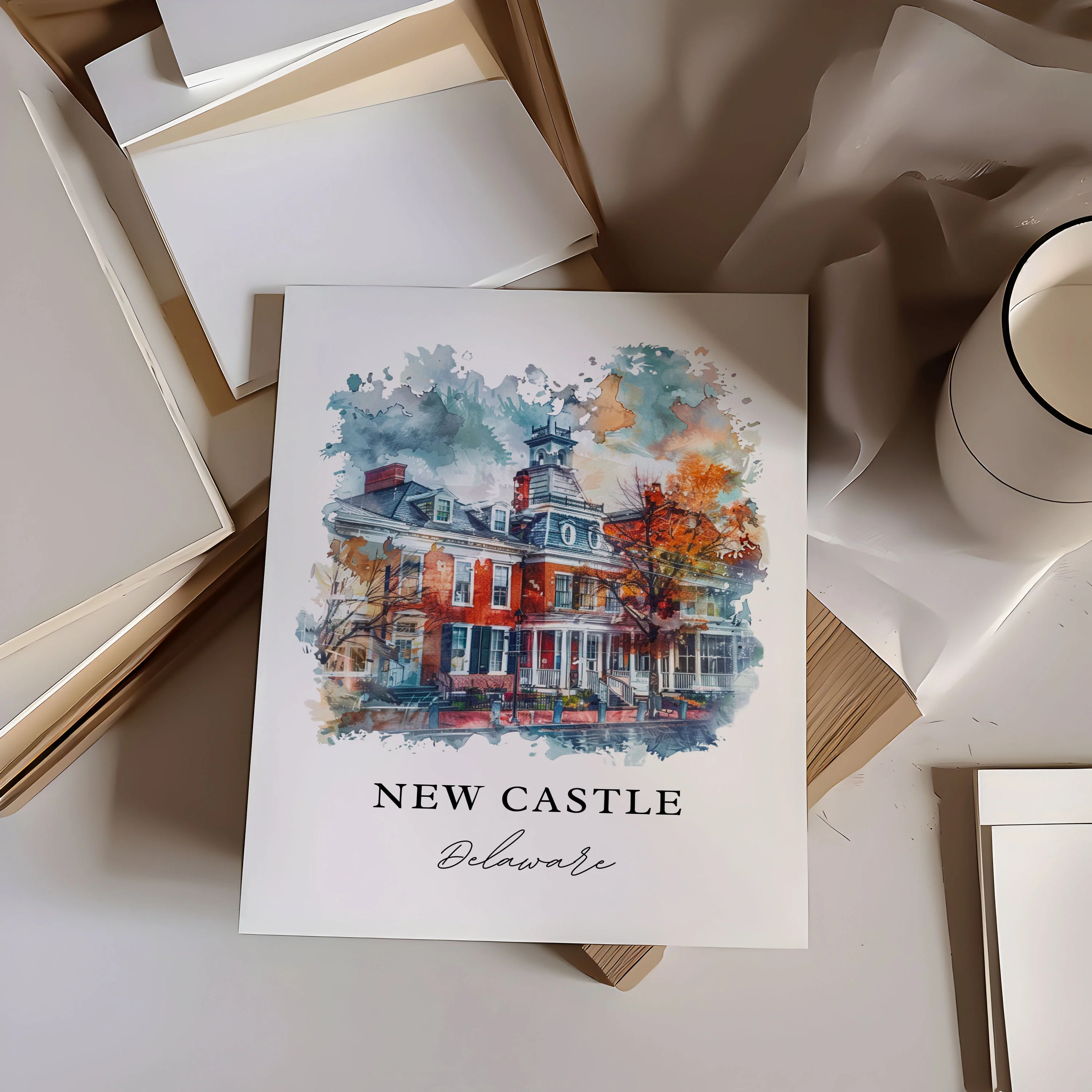 New Castle, Delaware, Delaware – Watercolor Art Print - Image 2