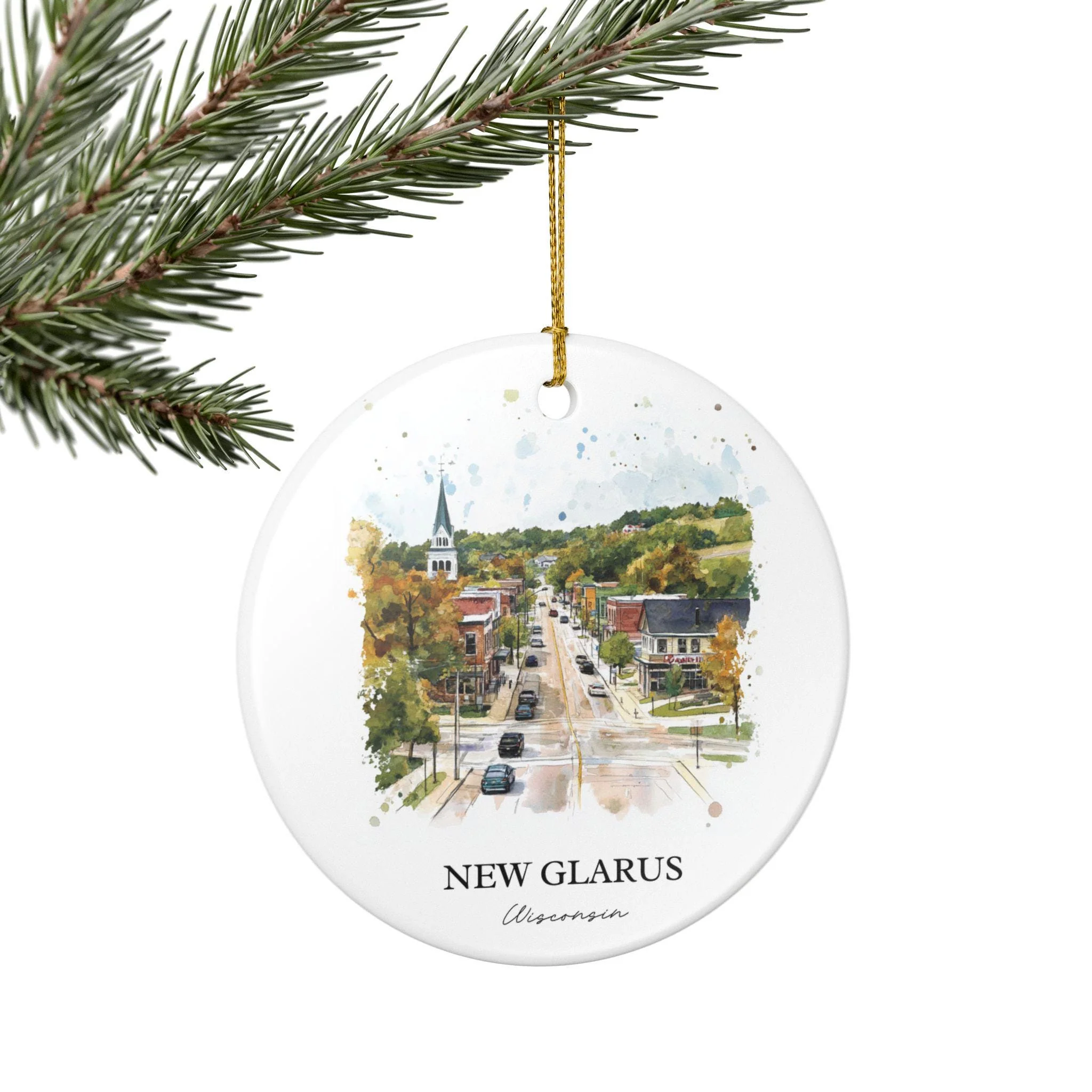 New Glarus WI Ornament: Unique New Glarus Souvenir, New Glarus Wisconsin Xmas Decor, and Authentic Wisconsin Gift - Image 5