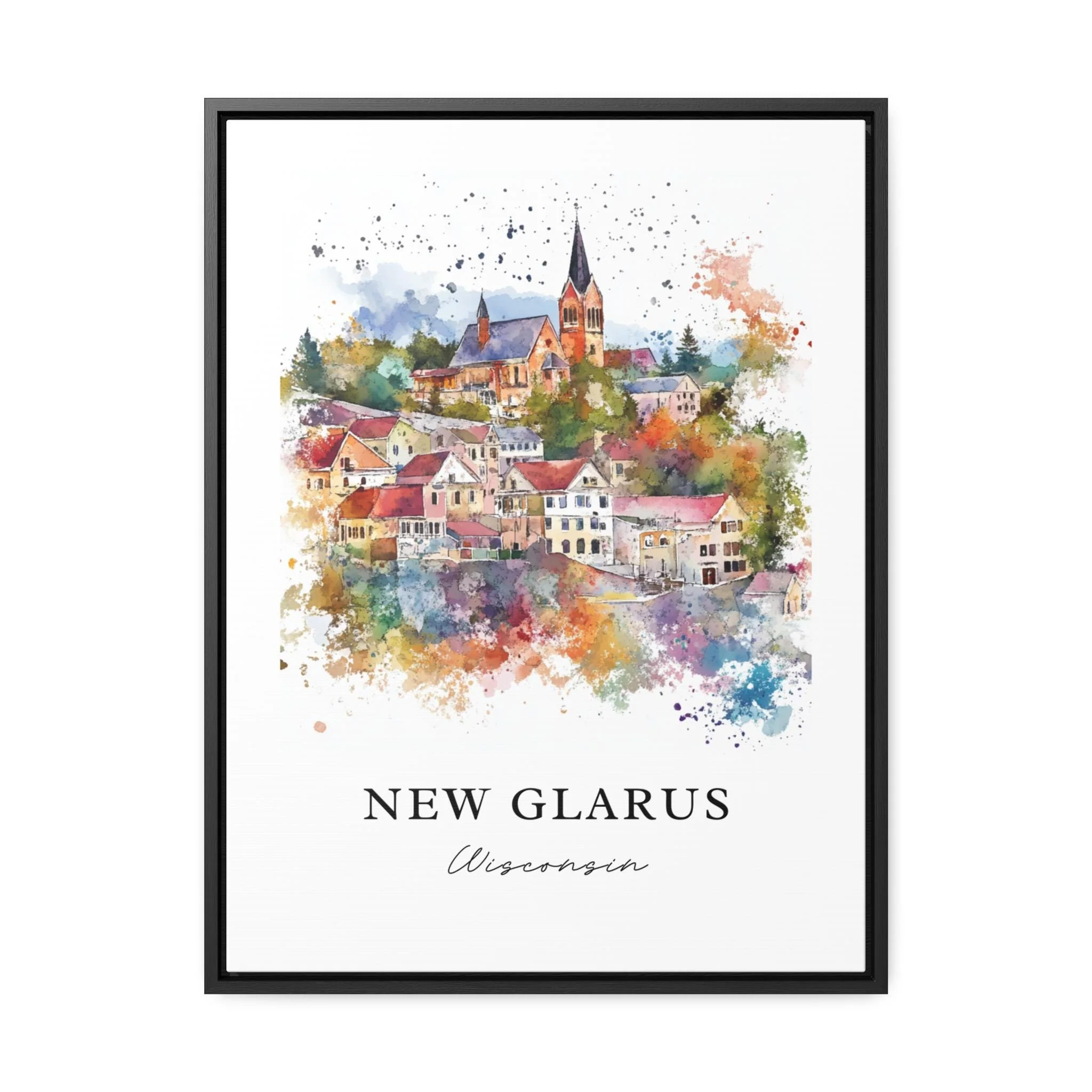 New Glarus, WI, USA – Watercolor Art Print - Image 5
