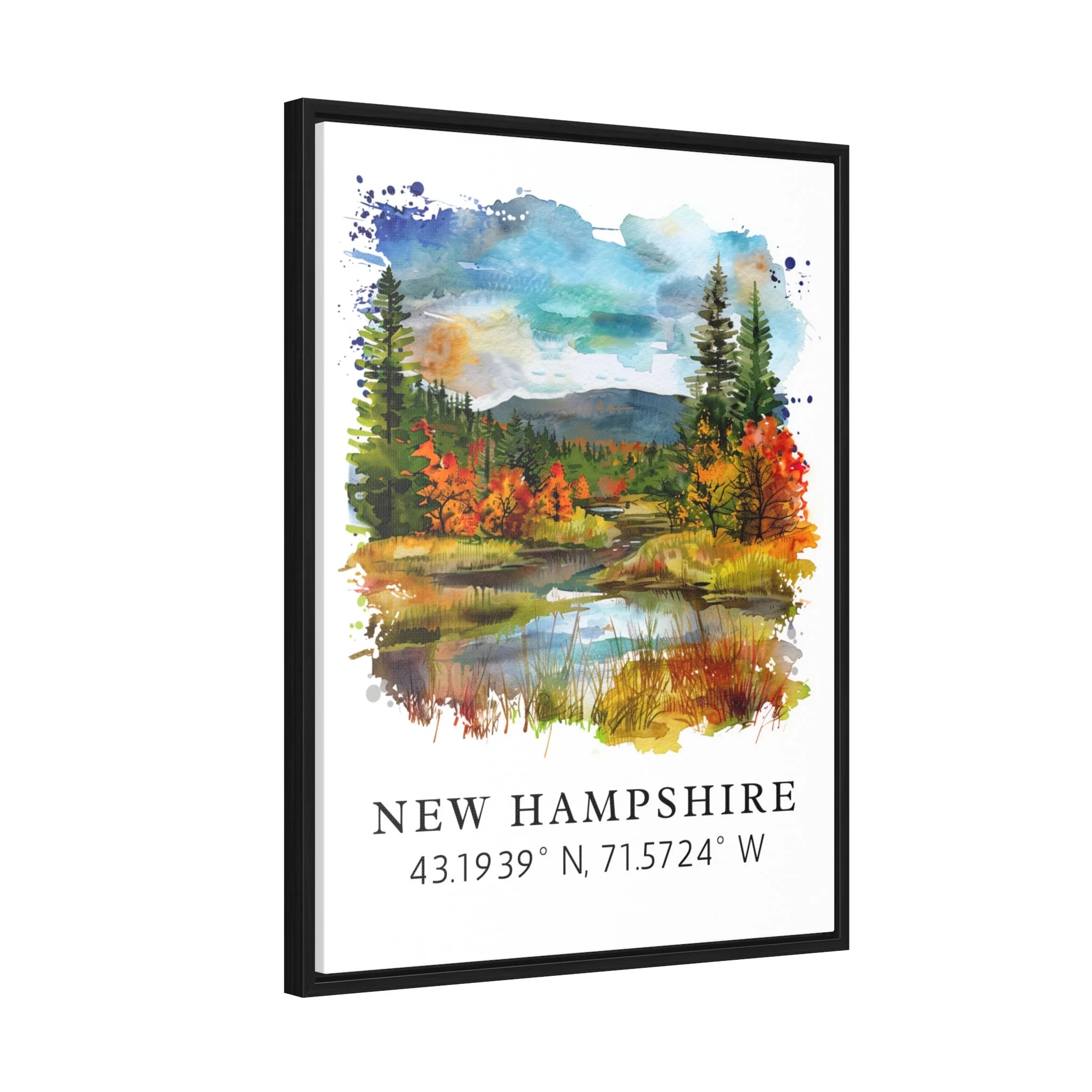 New Hampshire, USA – Watercolor Art Print with Coordinates - Image 6