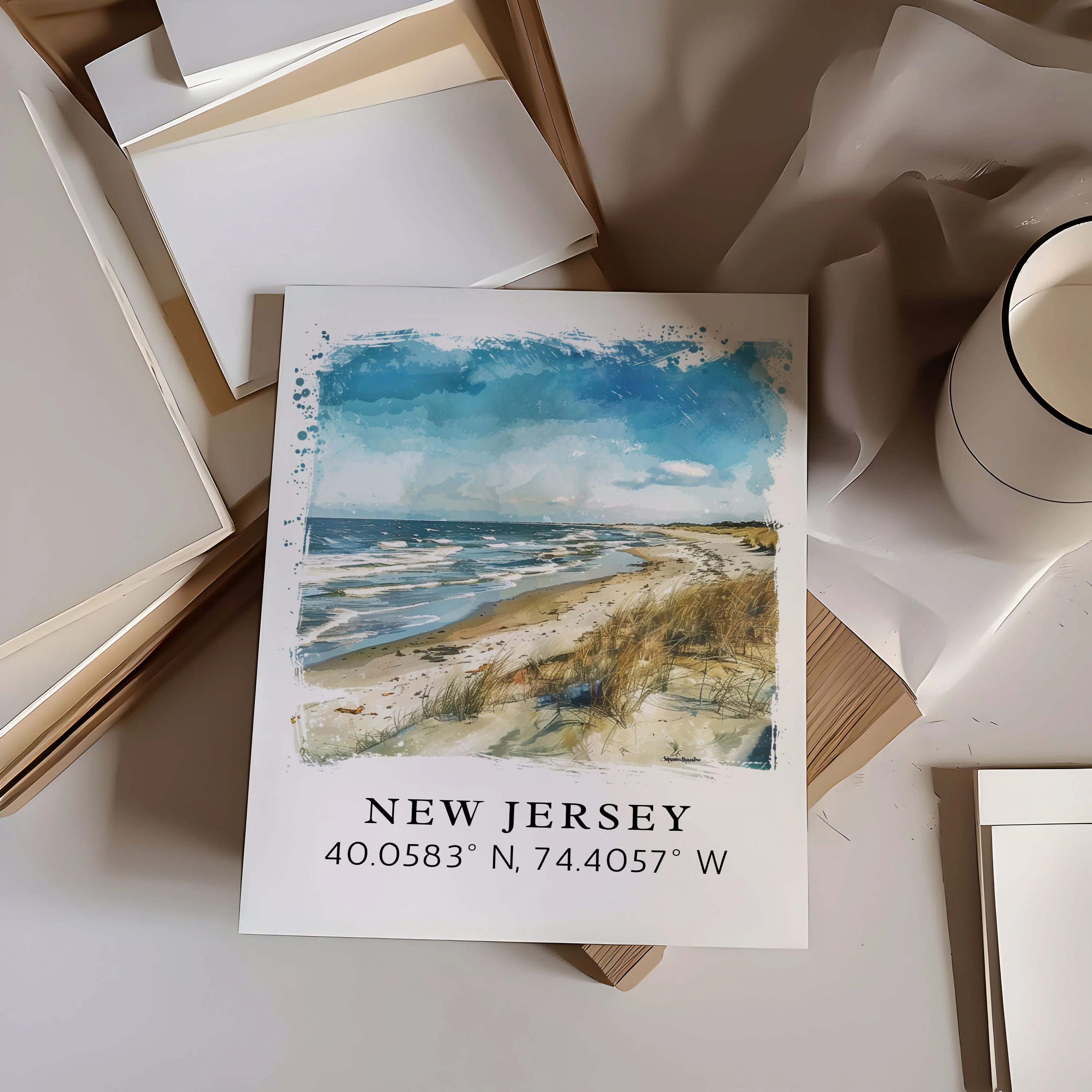 Jersey Shore, New Jersey – Watercolor Art Print - Image 2