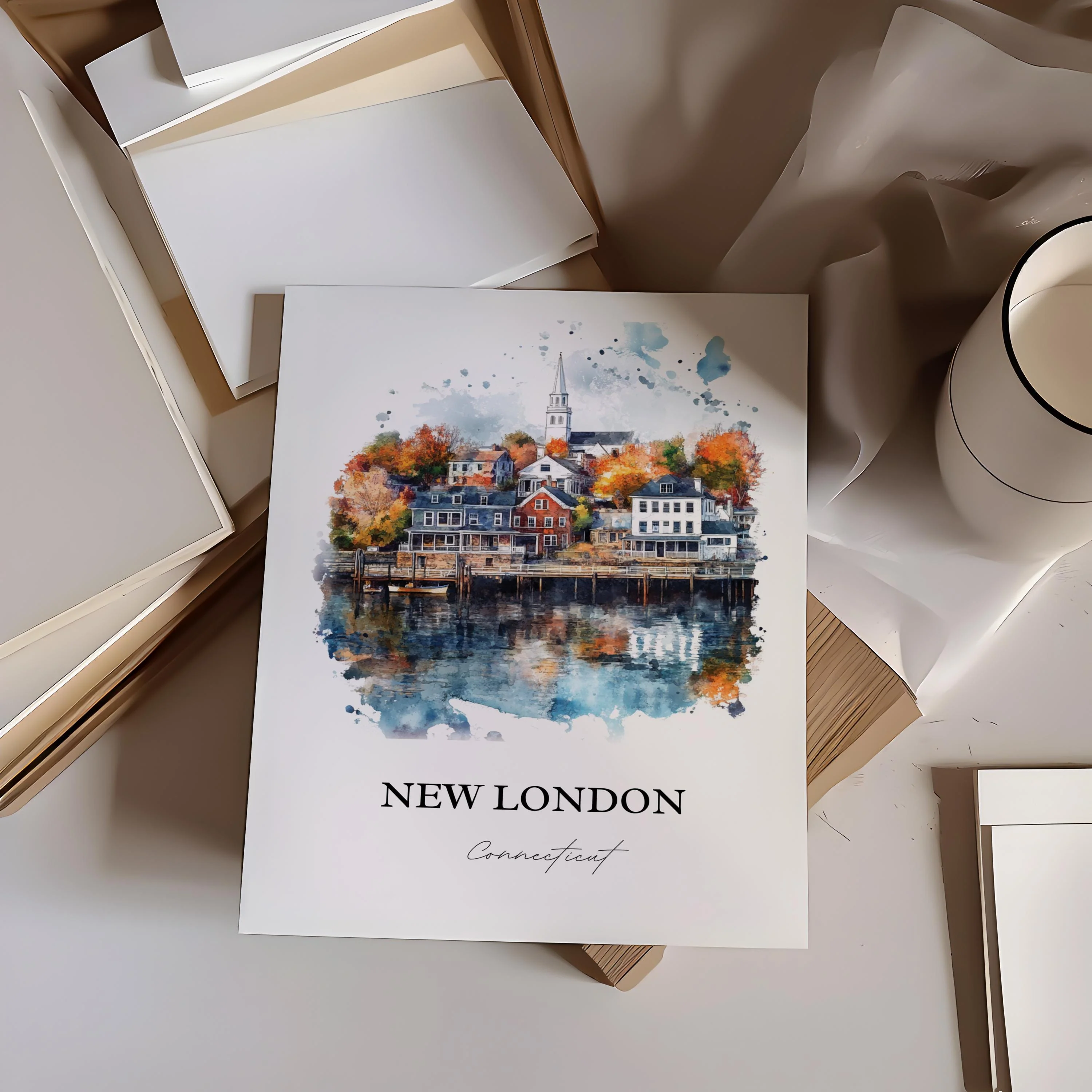 New London, Connecticut – Watercolor Art Print - Image 5