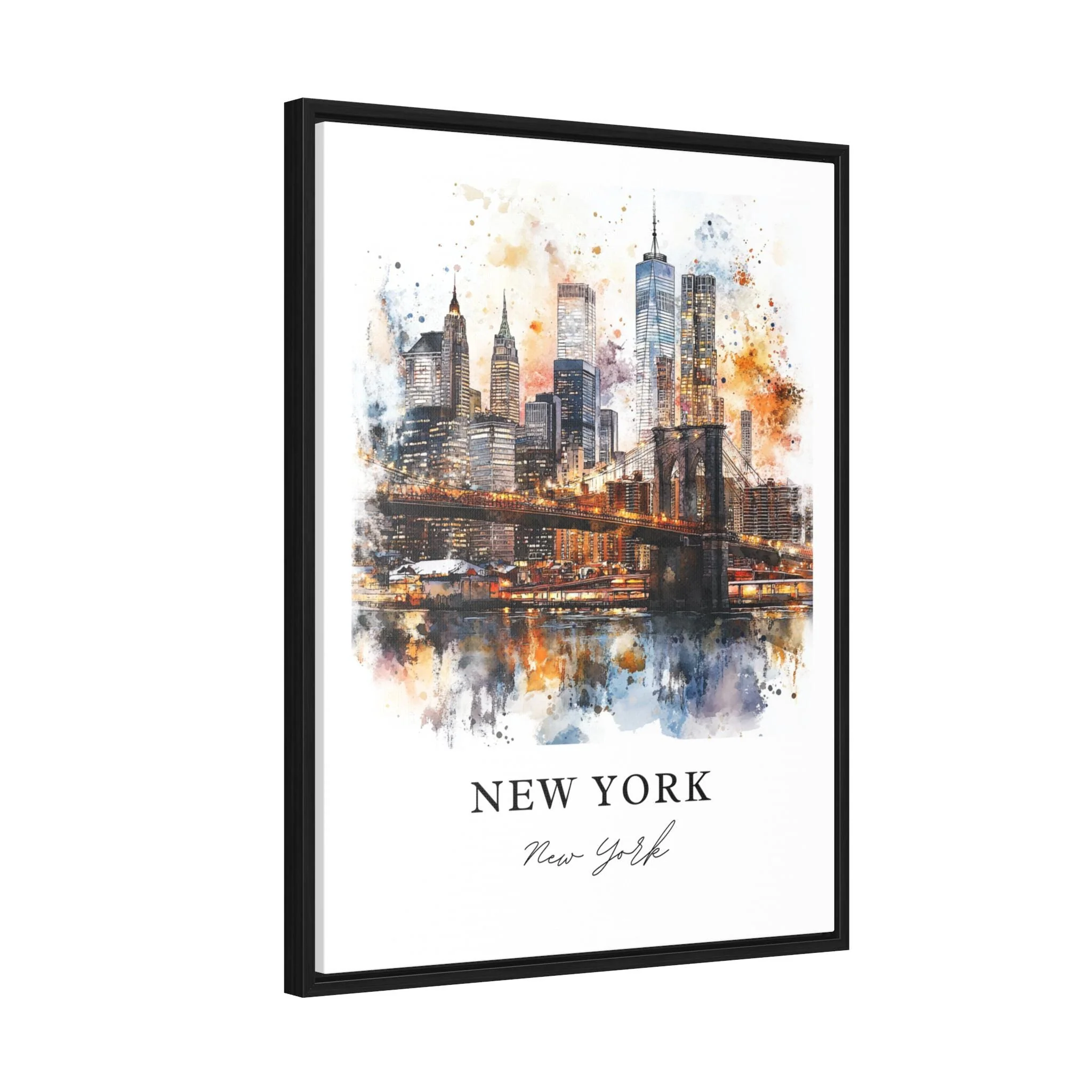 New York City, USA – Watercolor Art Print of Manhattan and Brooklyn Bridge - Image 7