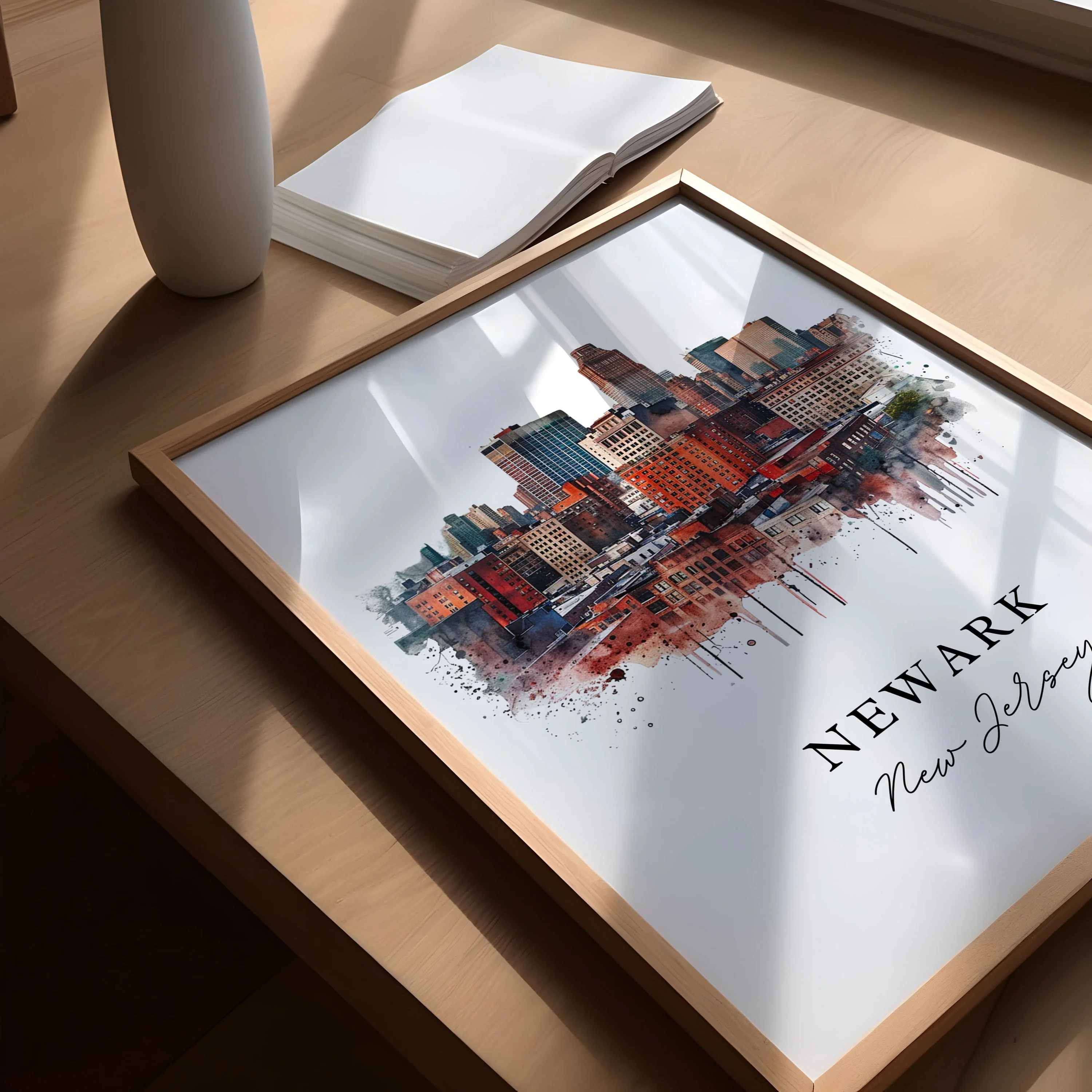 Newark, New Jersey – Watercolor Art Print - Image 3