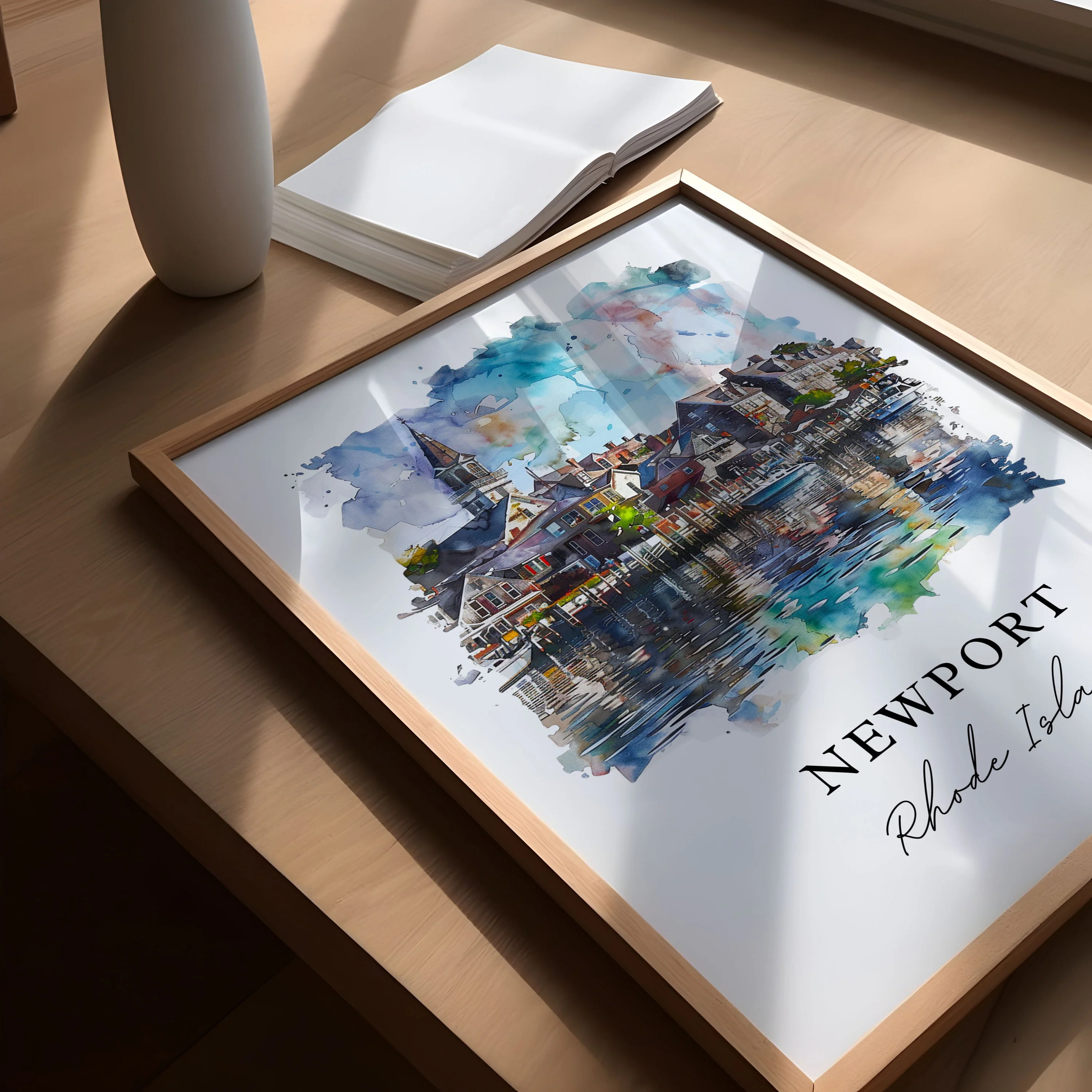 Newport, Rhode Island, Rhode Island – Watercolor Art Print - Image 3