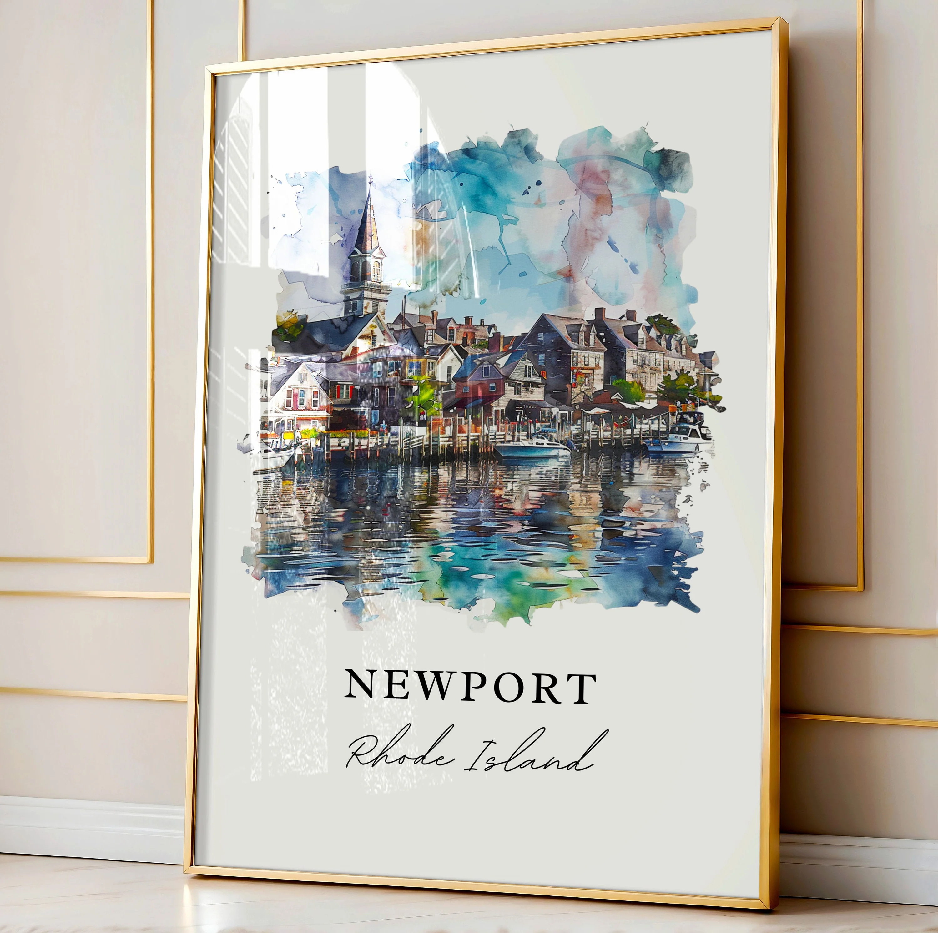 Newport, Rhode Island, Rhode Island – Watercolor Art Print - Image 4