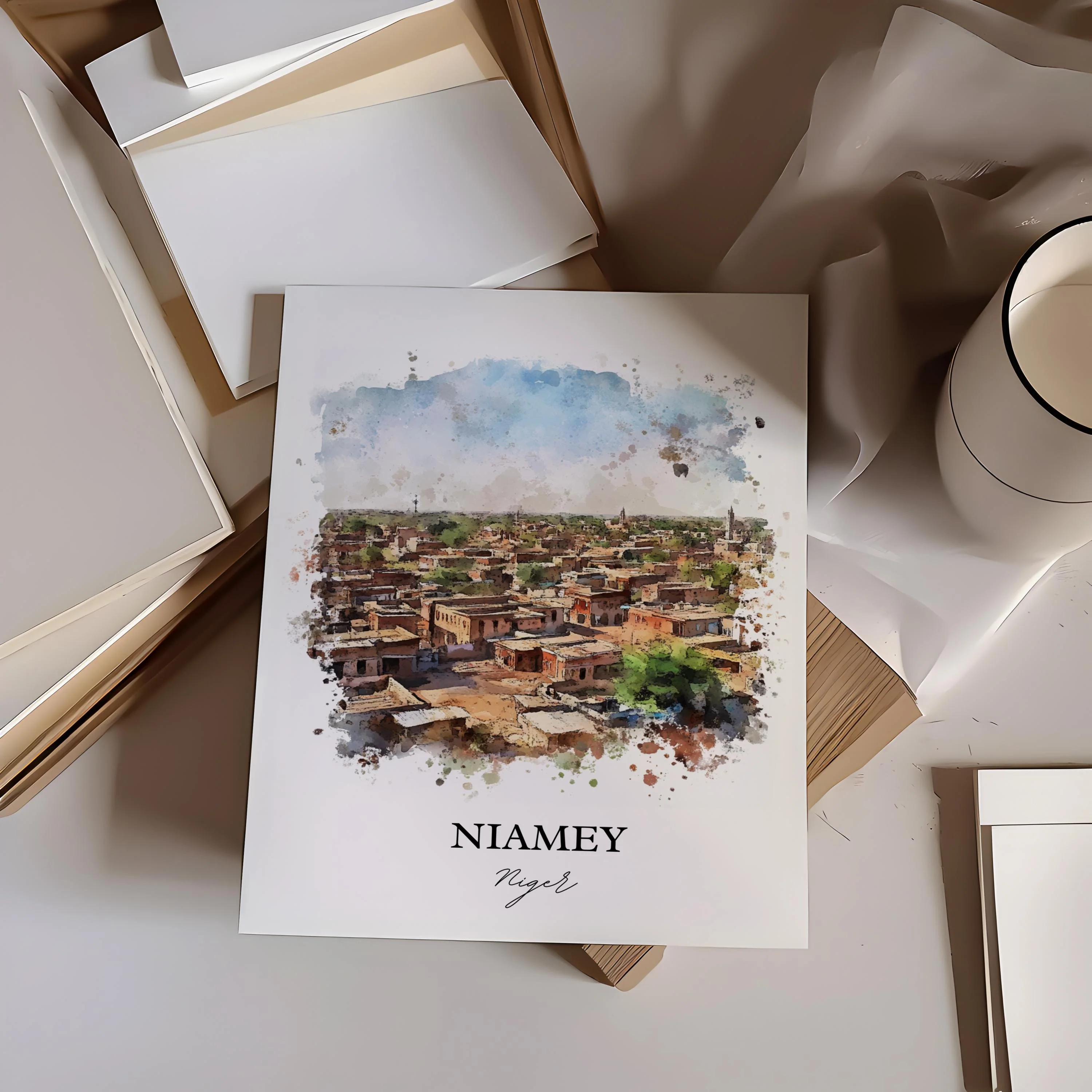 Niamey, Niger – Watercolor Art Print - Image 6