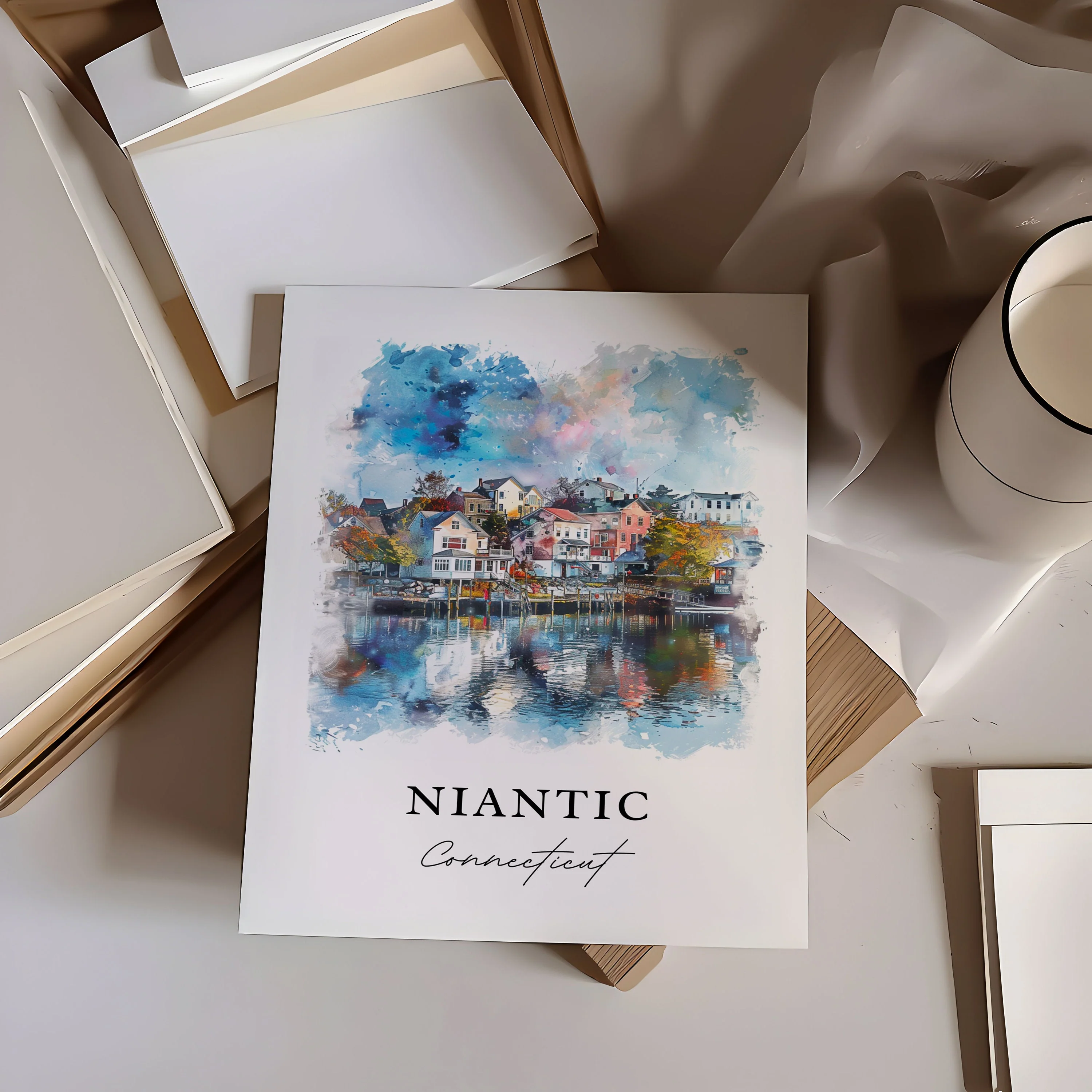 Niantic, Connecticut, Connecticut – Watercolor Art Print - Image 3
