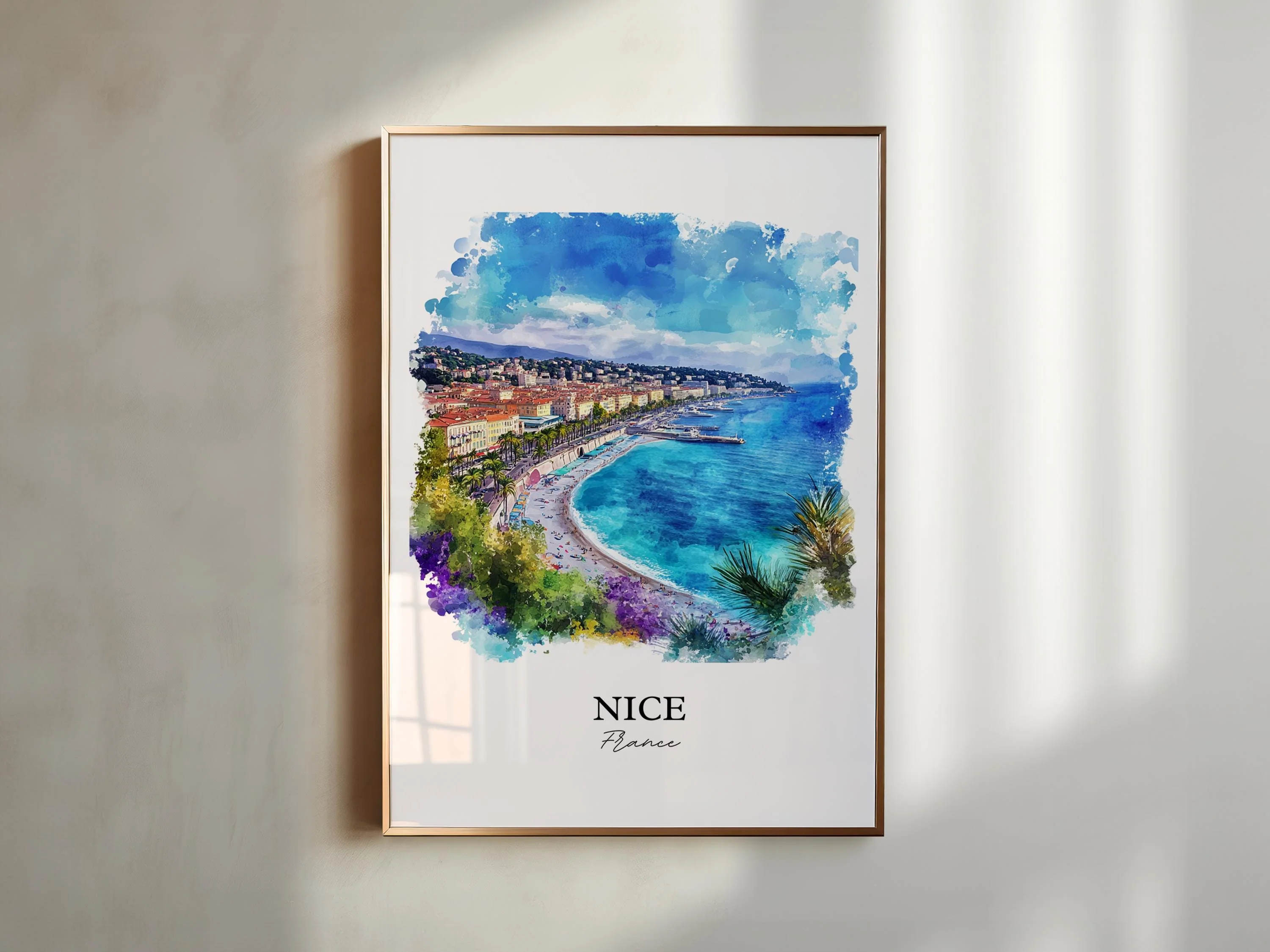 Nice, France – Watercolor Art Print of French Riviera - Image 3
