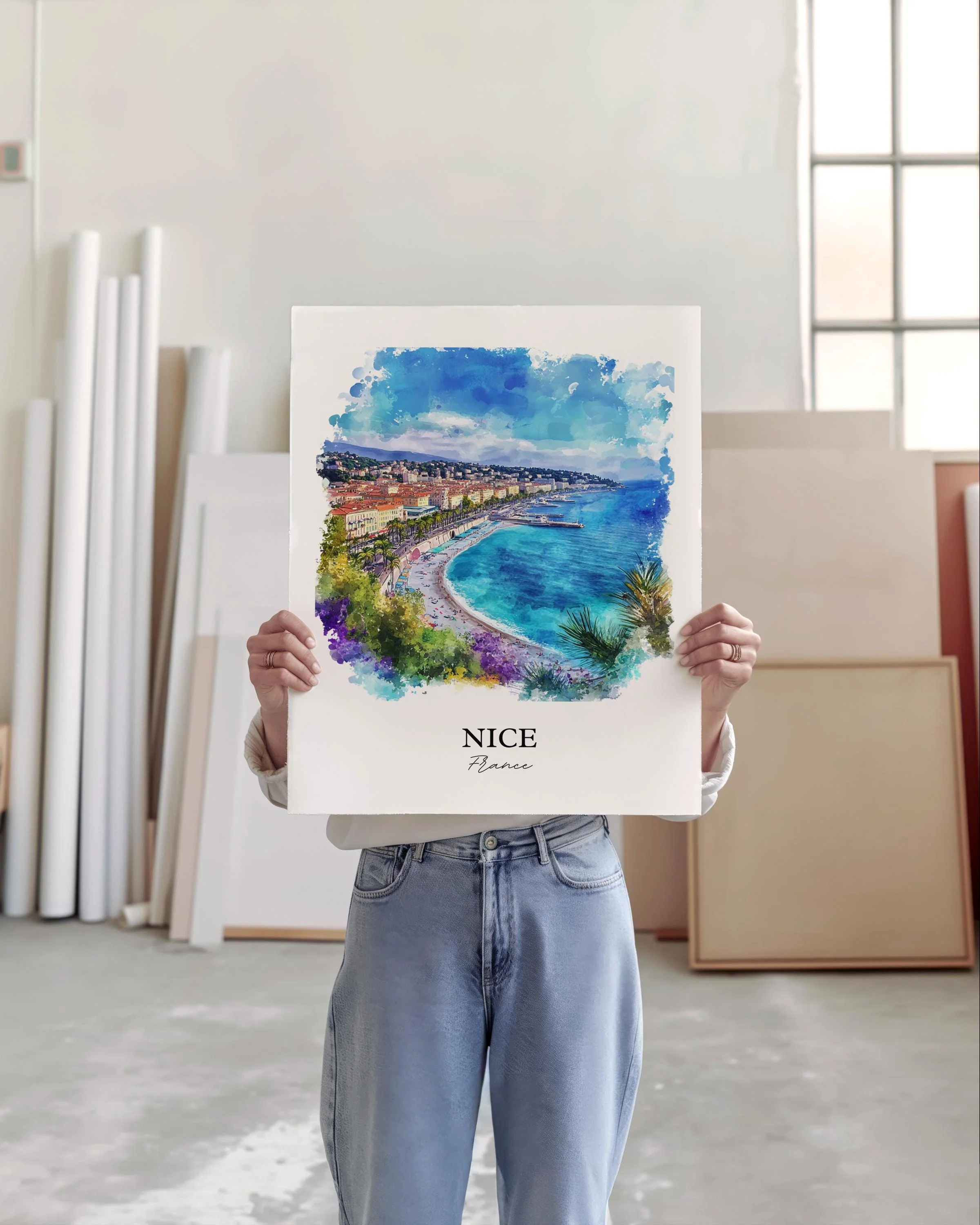 Nice, France – Watercolor Art Print of French Riviera - Image 4