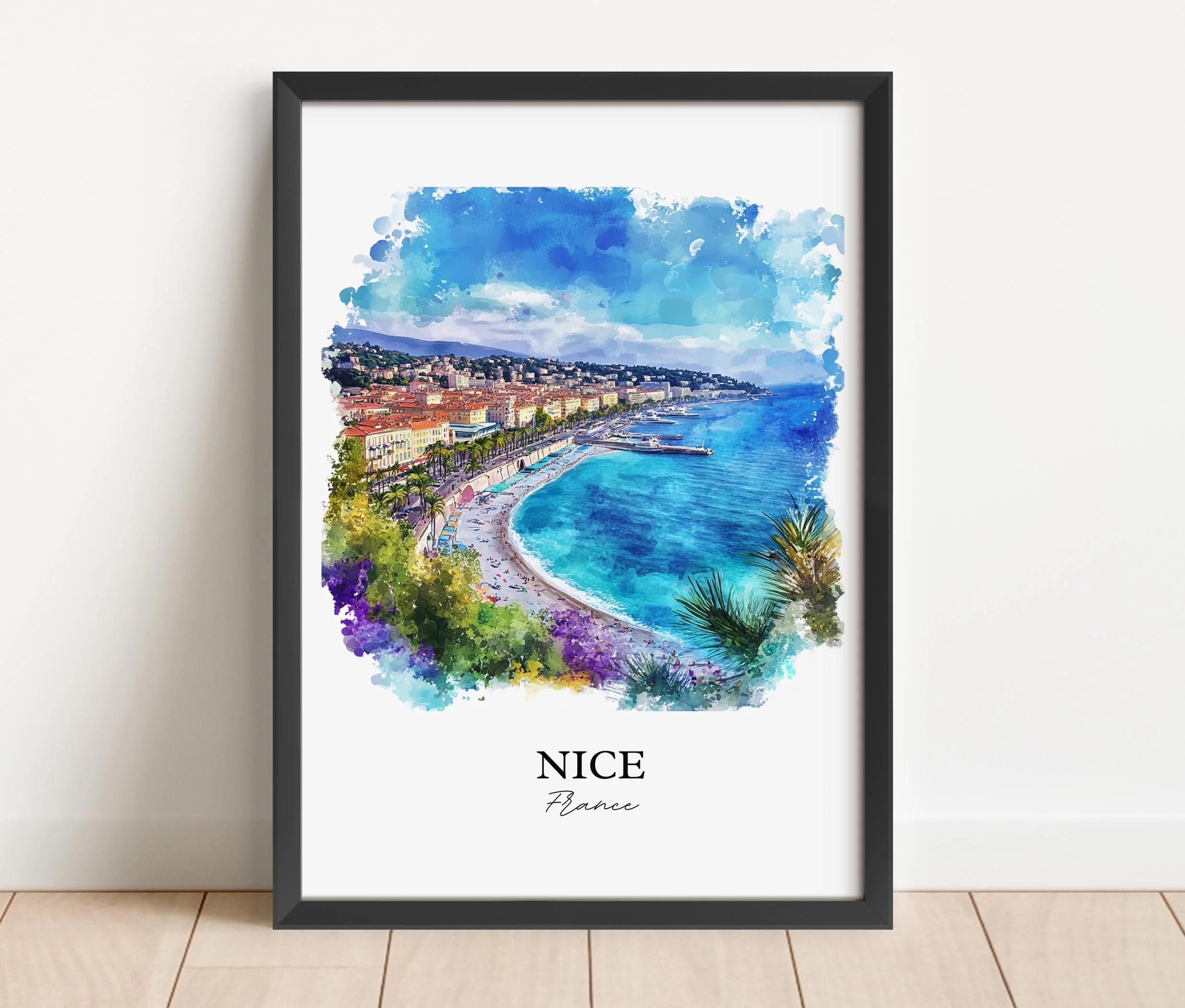 Nice, France – Watercolor Art Print of French Riviera - Image 6