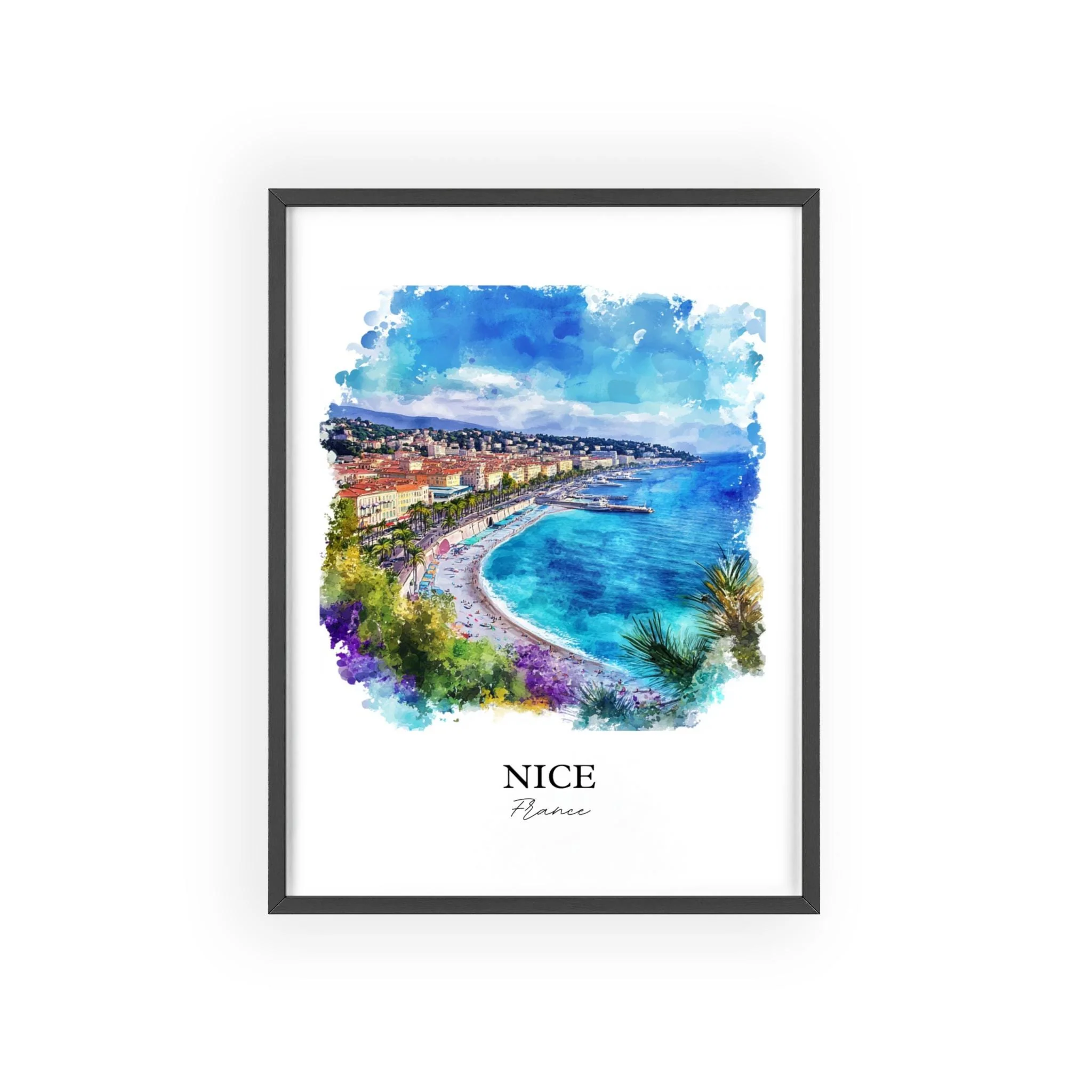 Nice, France – Watercolor Art Print of French Riviera - Image 7