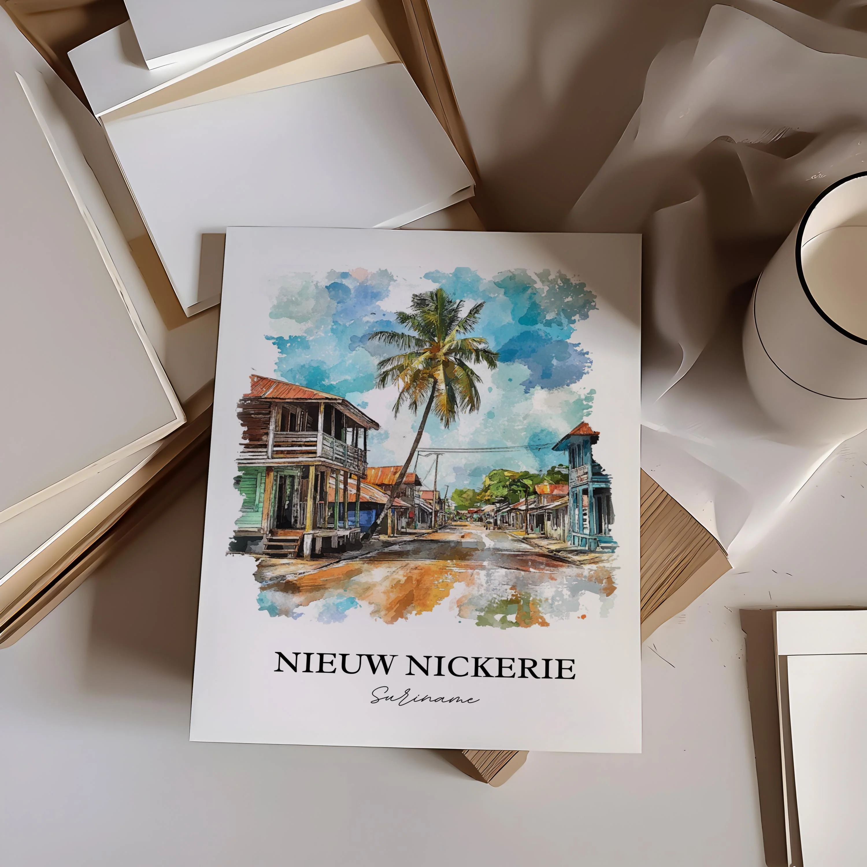 Nieuw Nickerie, Suriname – Watercolor Art Print - Image 6