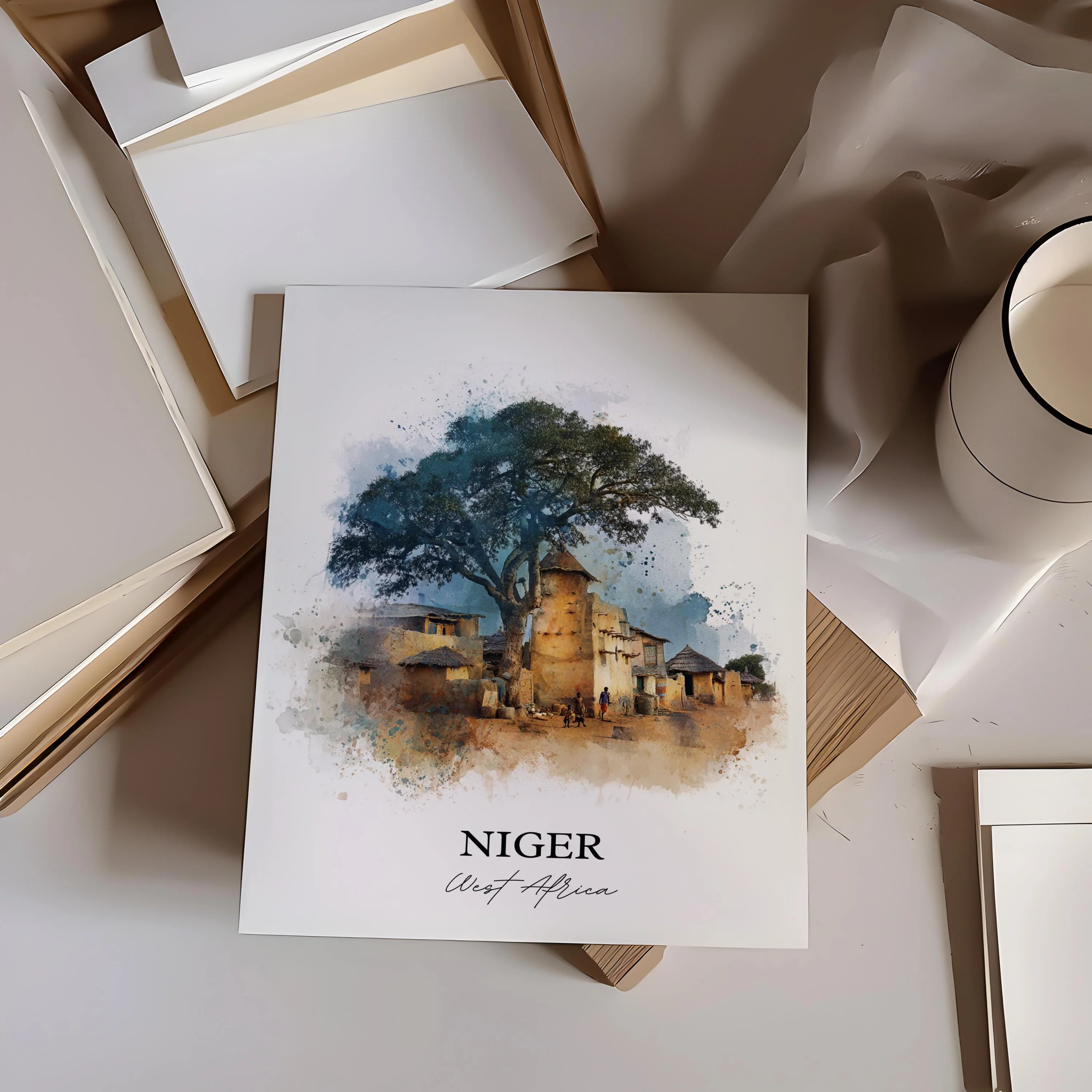 Niger, Niger – Watercolor Art Print - Image 5