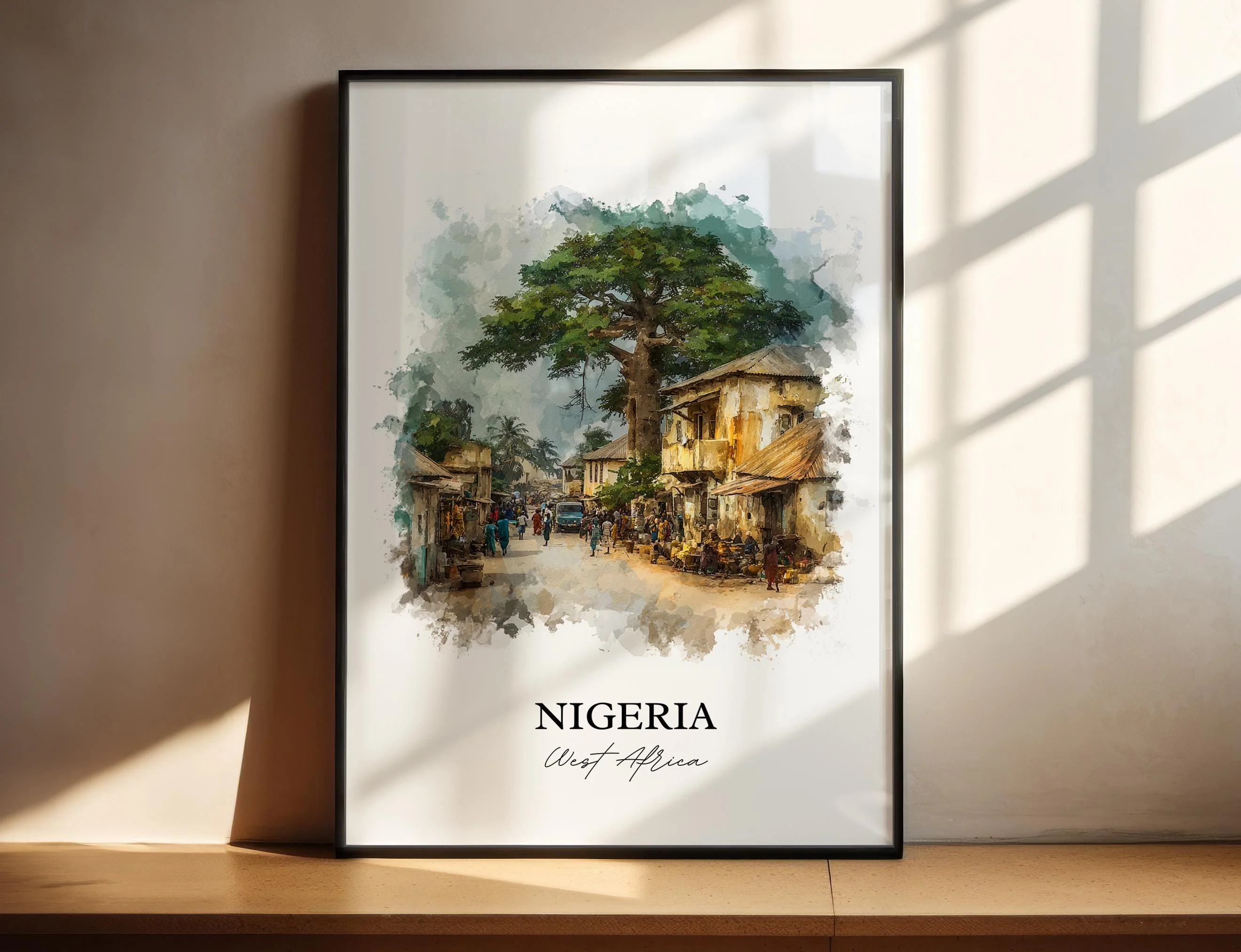 Nigeria, Africa – Watercolor Art Print