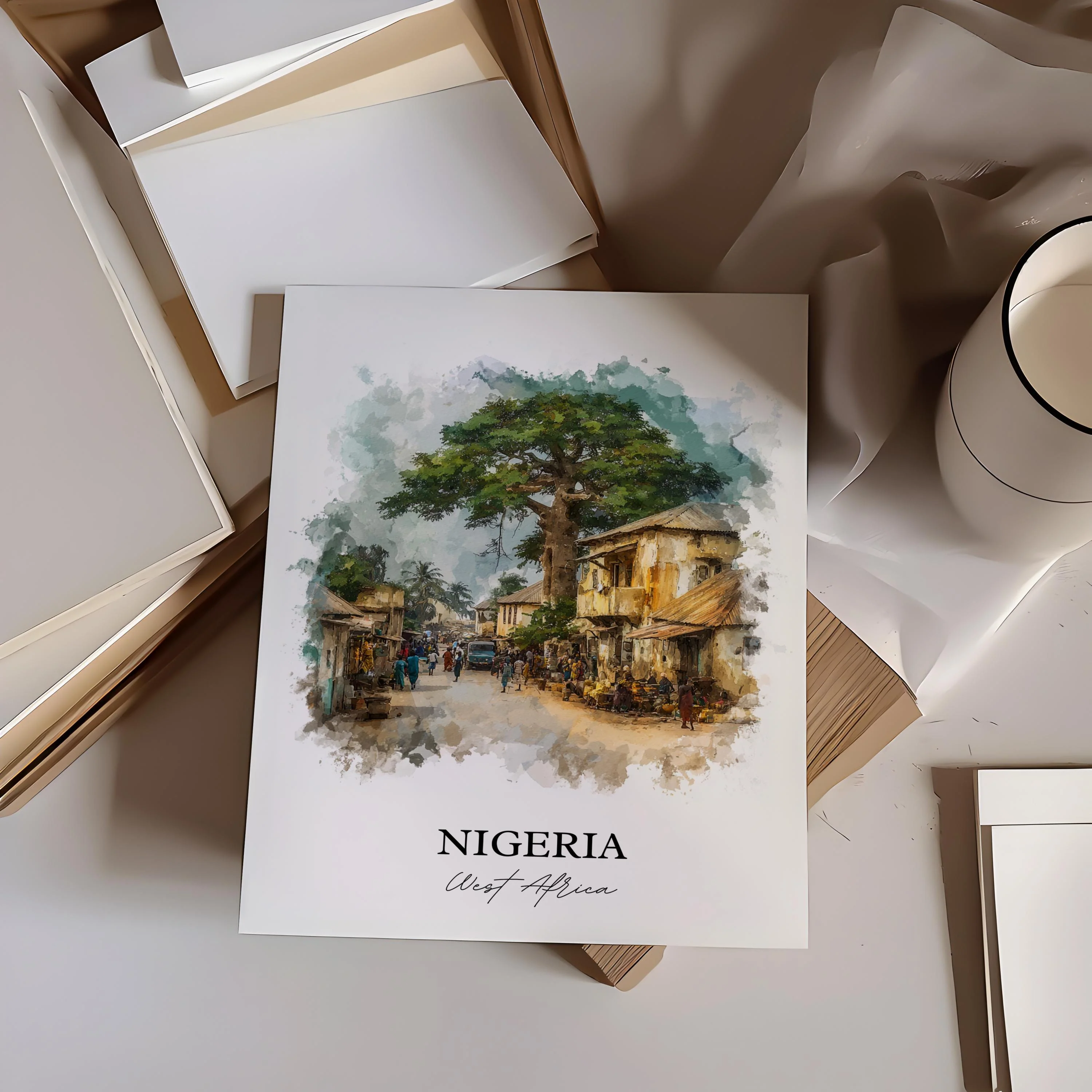 Nigeria, Africa – Watercolor Art Print - Image 5