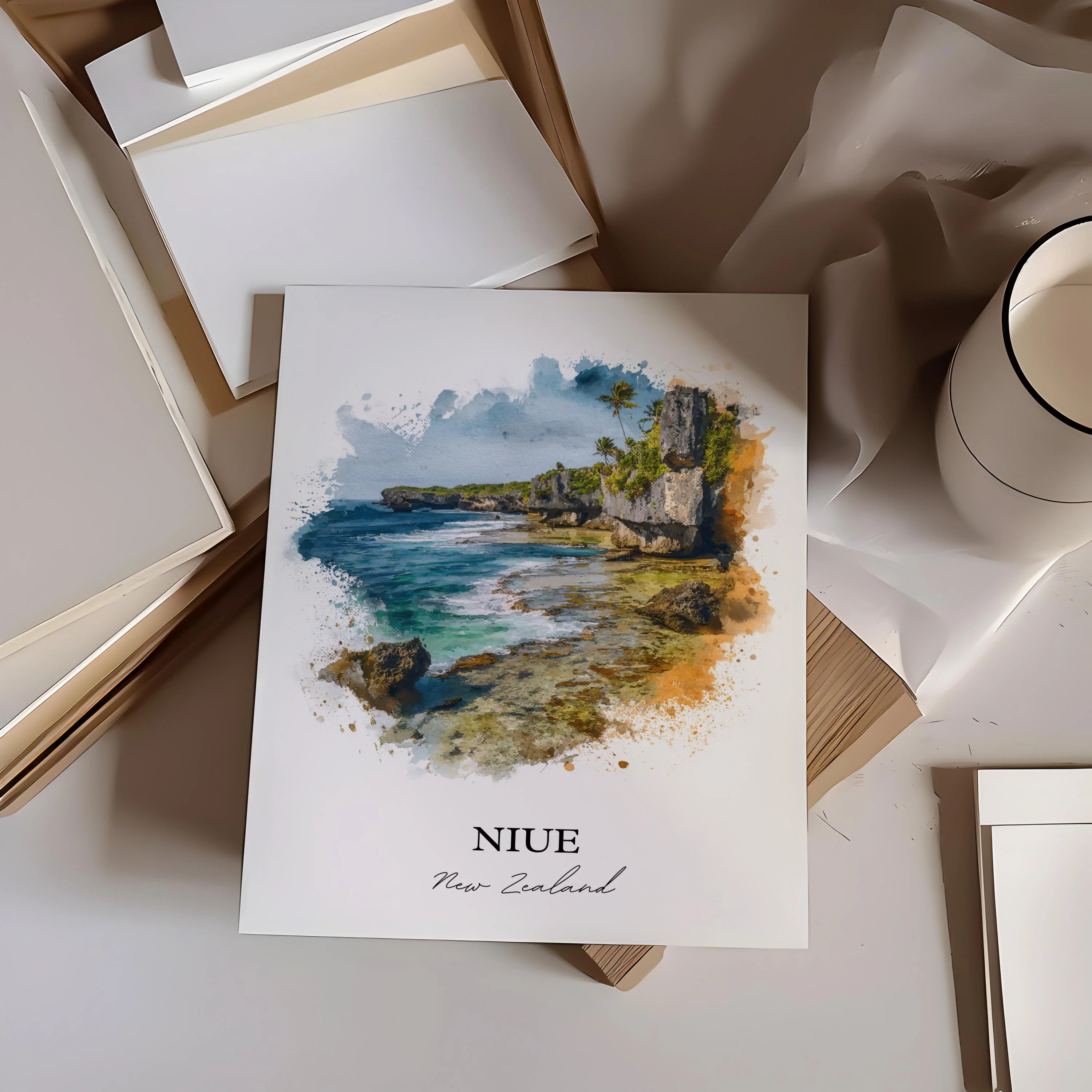 Niue, New Zealand – Watercolor Art Print - Image 3