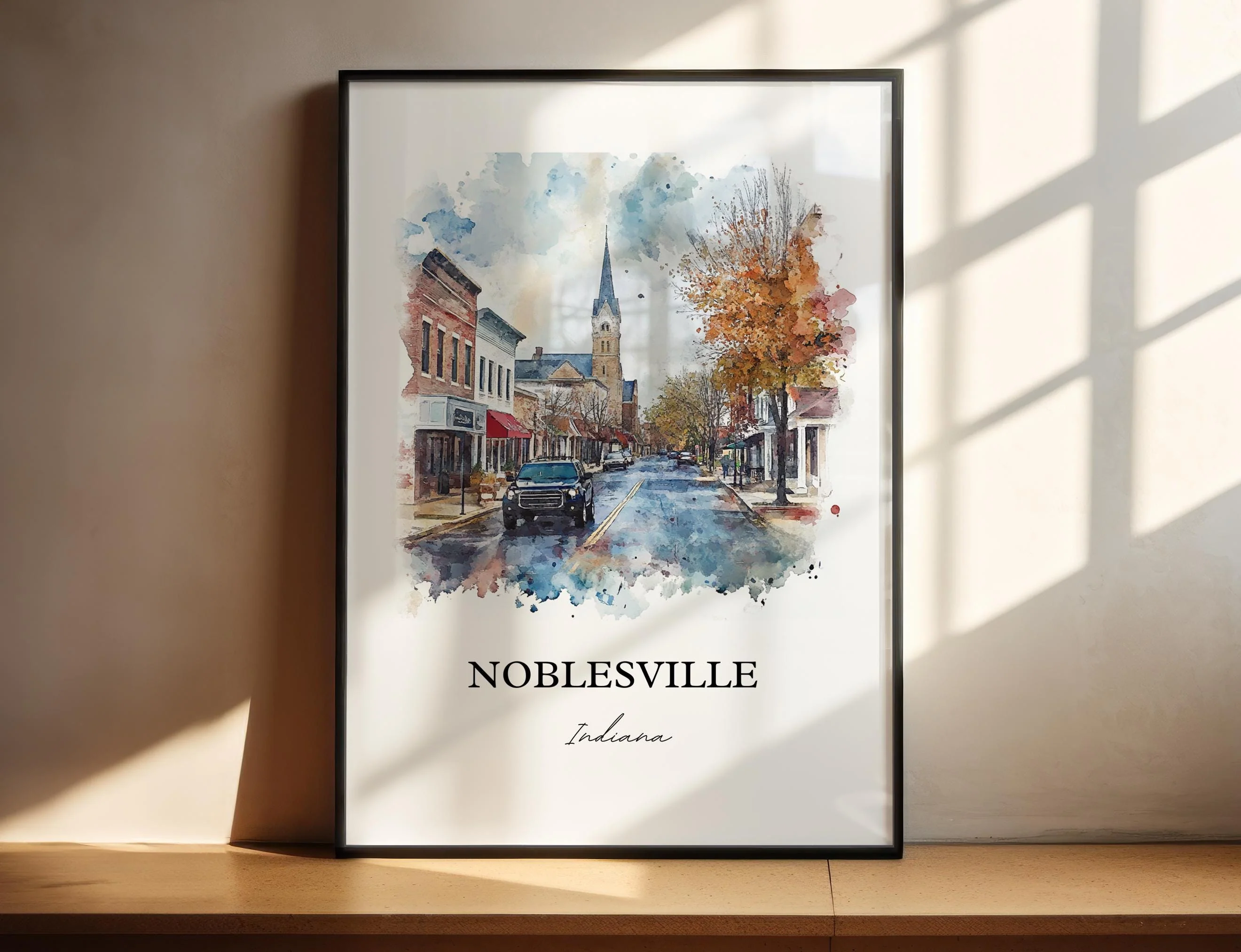 Noblesville, IN, Indiana – Watercolor Art Print