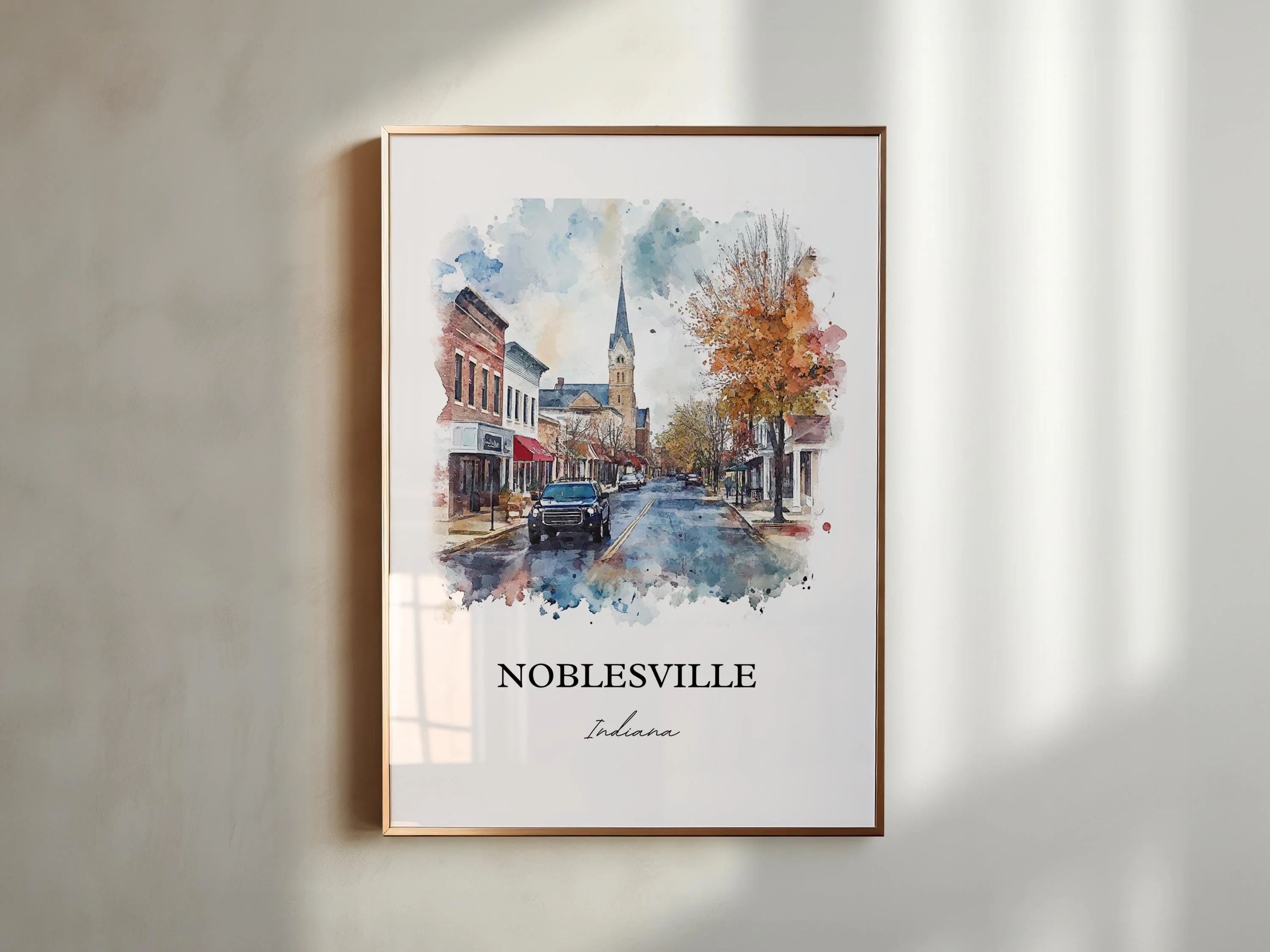 Noblesville, IN, Indiana – Watercolor Art Print - Image 4