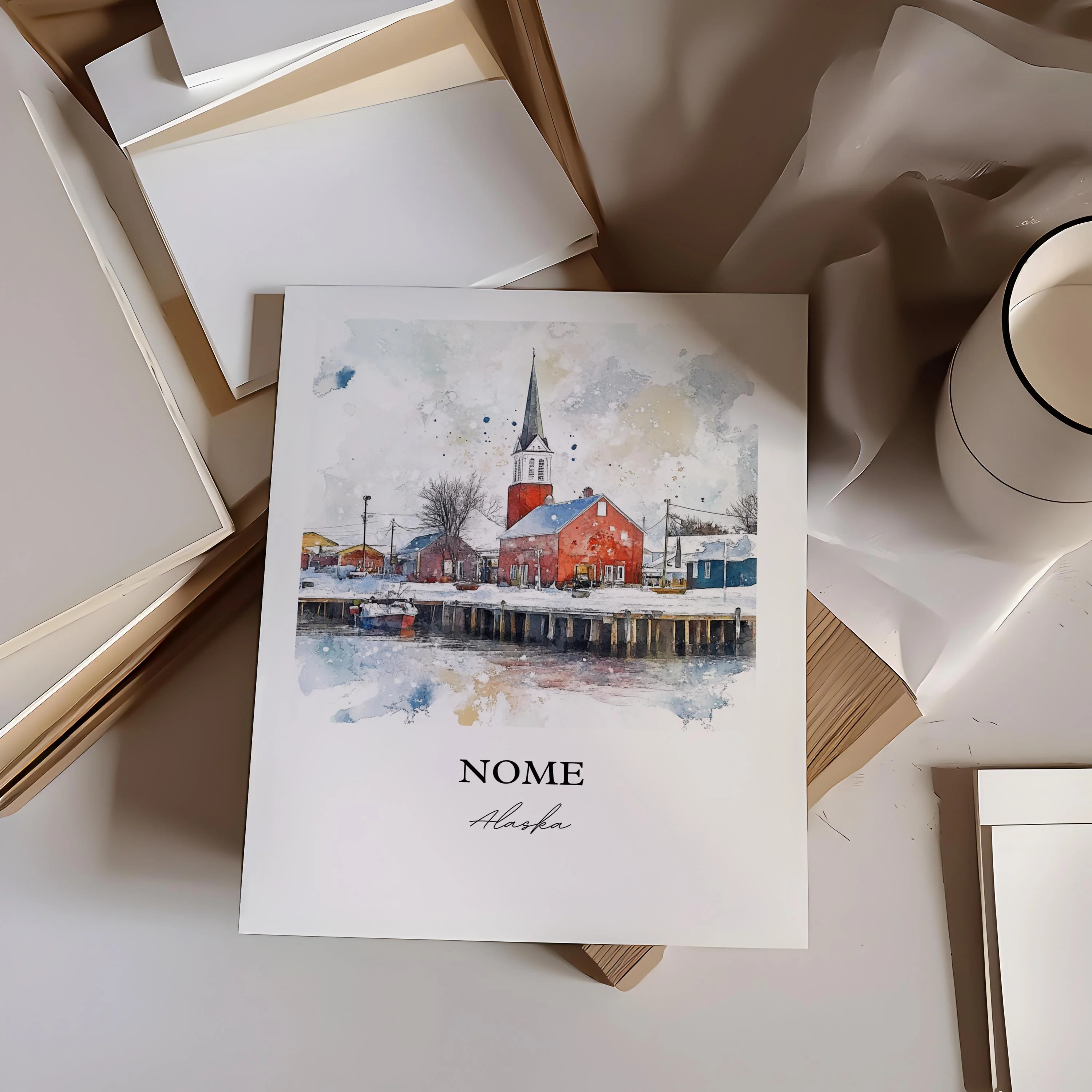Nome, Alaska Watercolor Art Print - Image 4
