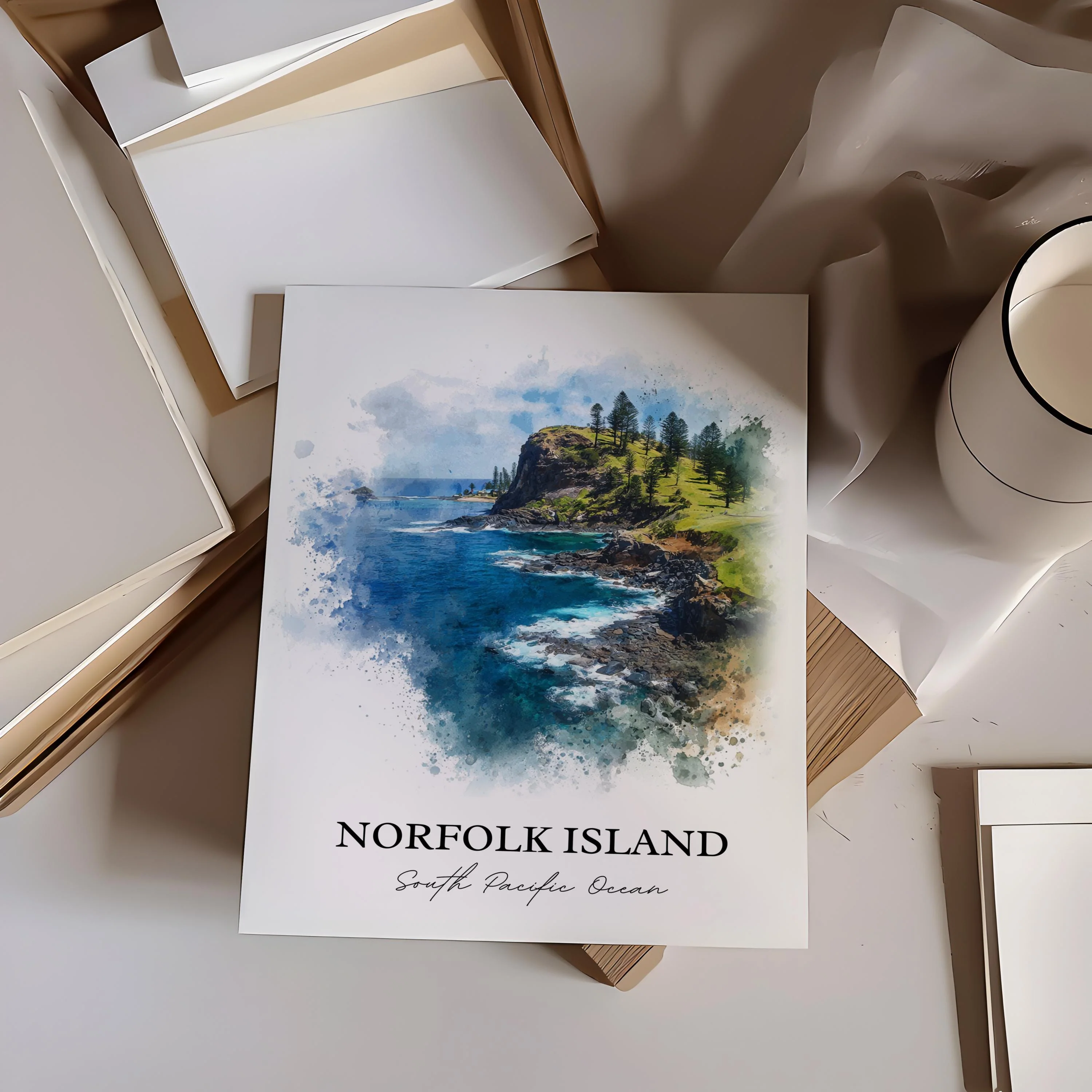 Norfolk Island, Oceania – Watercolor Art Print - Image 3